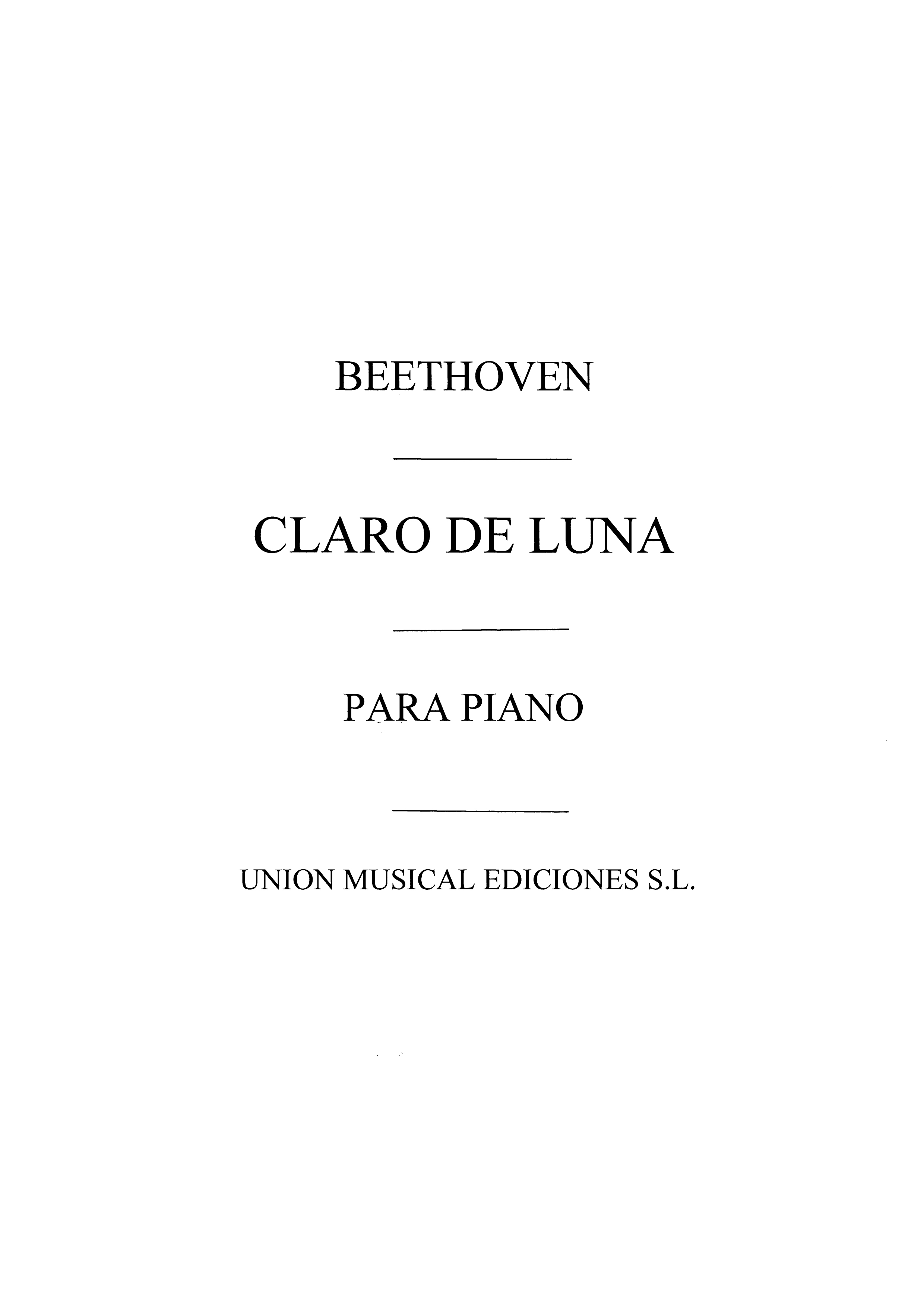 Ludwig van Beethoven: Adagio De La Sonata Claro De Luna: Piano: Instrumental