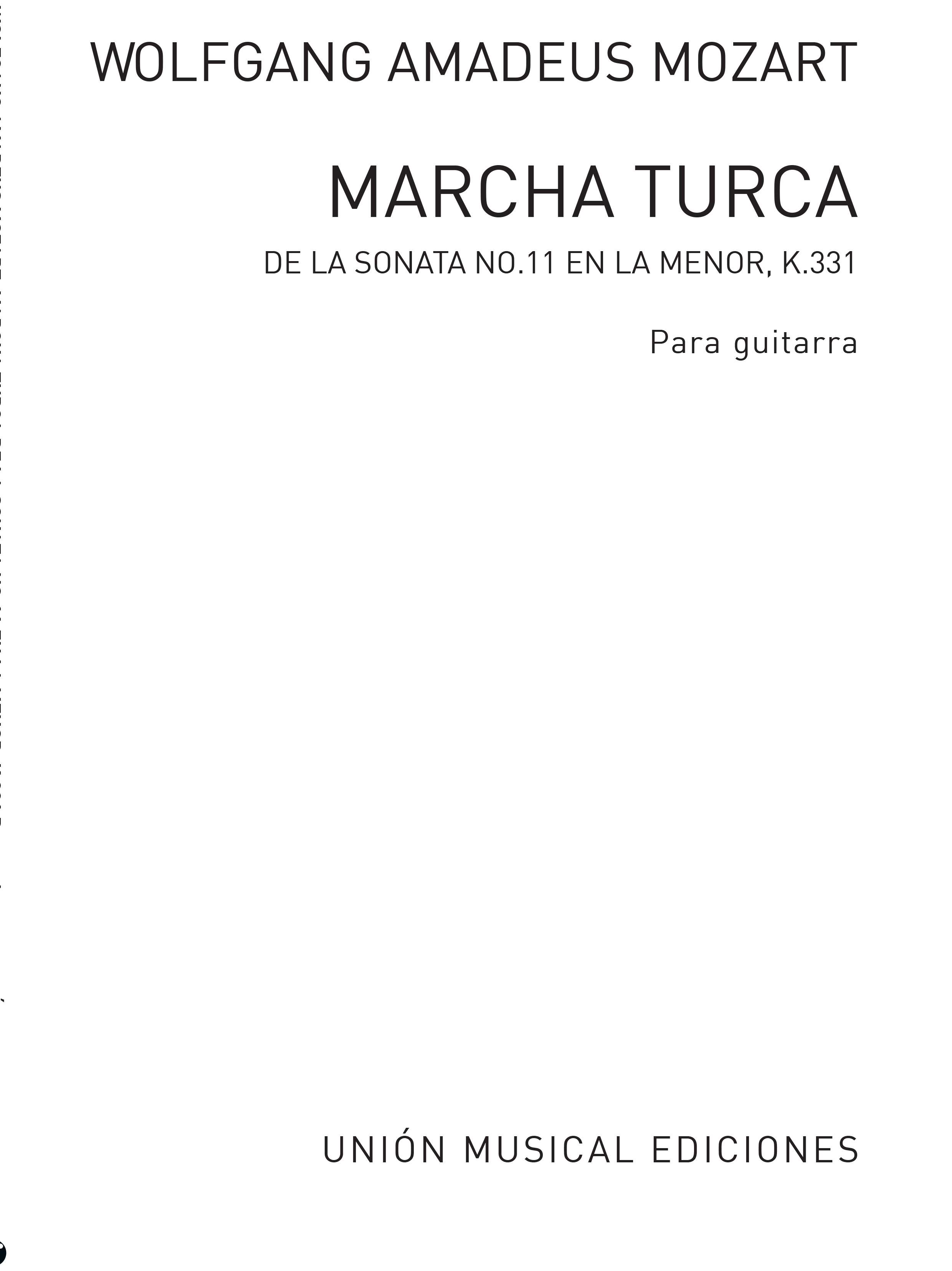Wolfgang Amadeus Mozart: Marcha Turca (Sonata No.11 In A K.331) (Guitar):