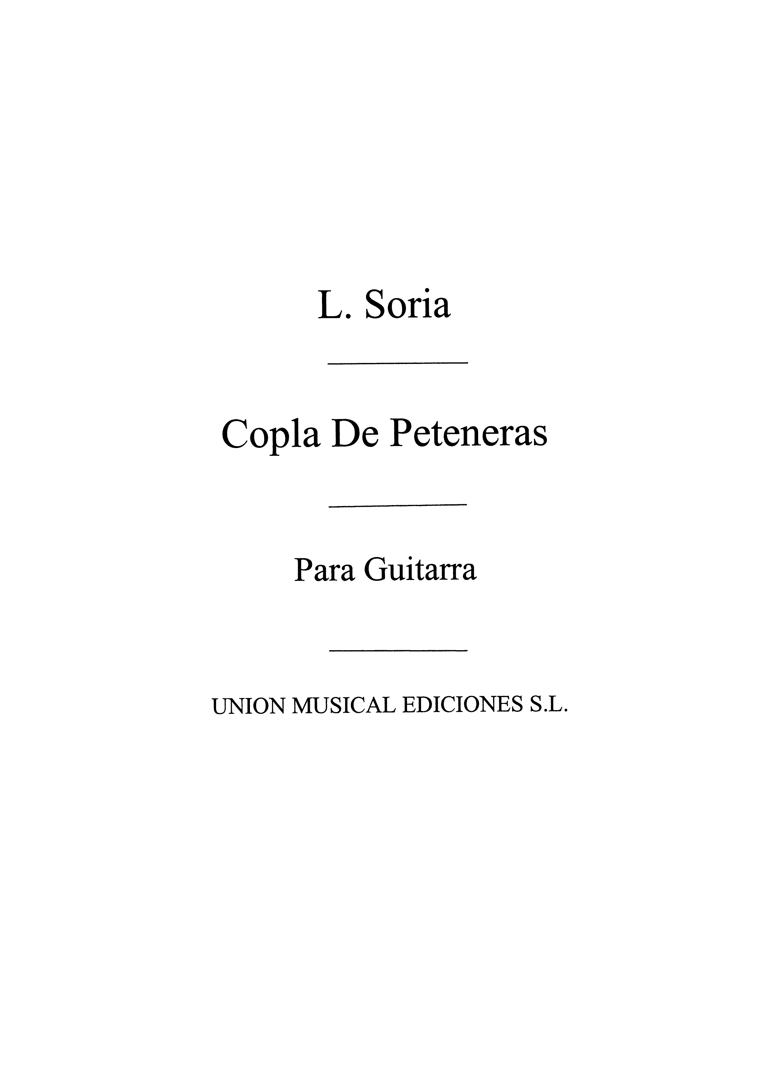 Luis De Soria: Copla De Peteneras: Guitar: Instrumental Work