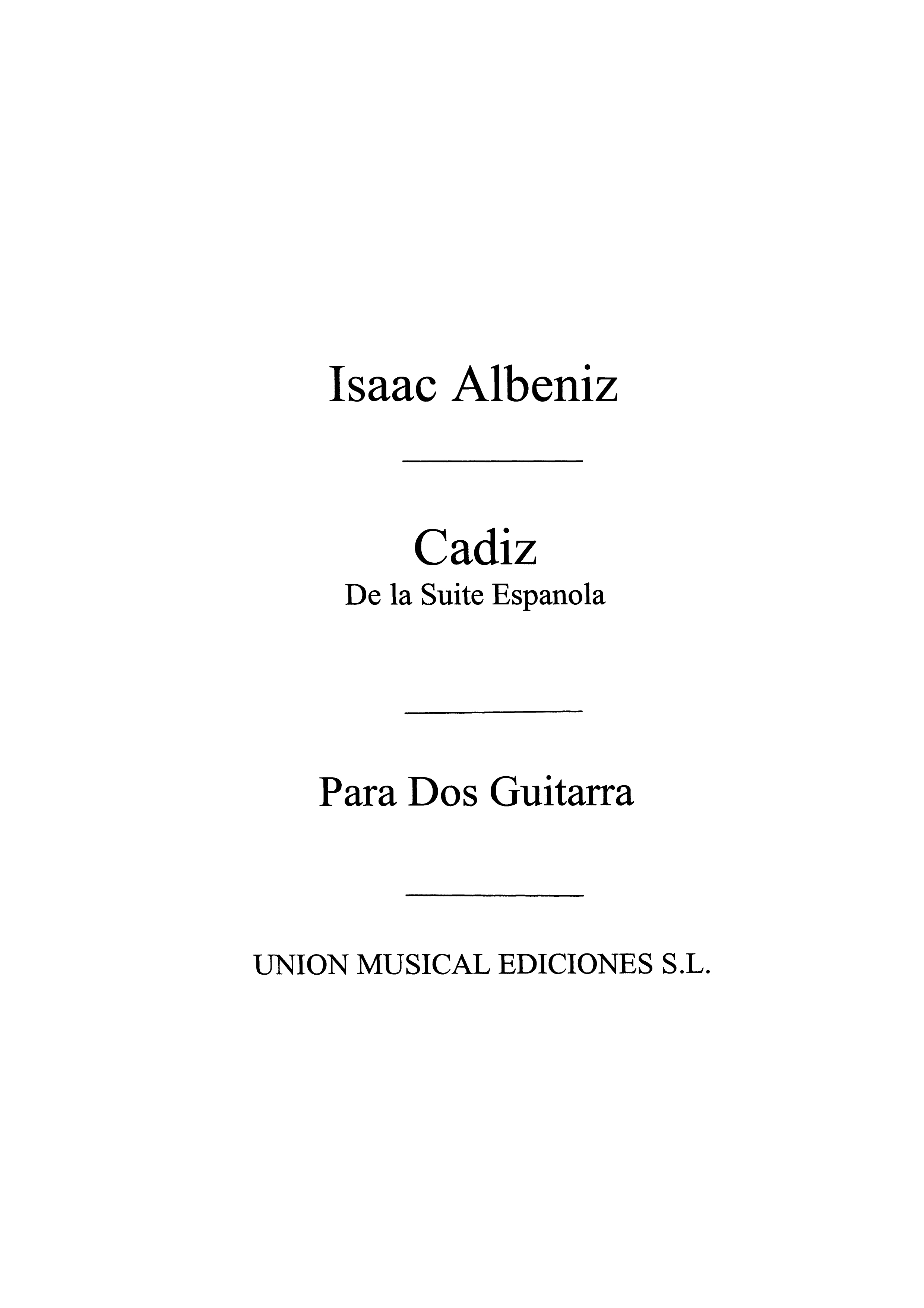 Isaac Albéniz: Cadiz Serenata: Guitar: Instrumental Work