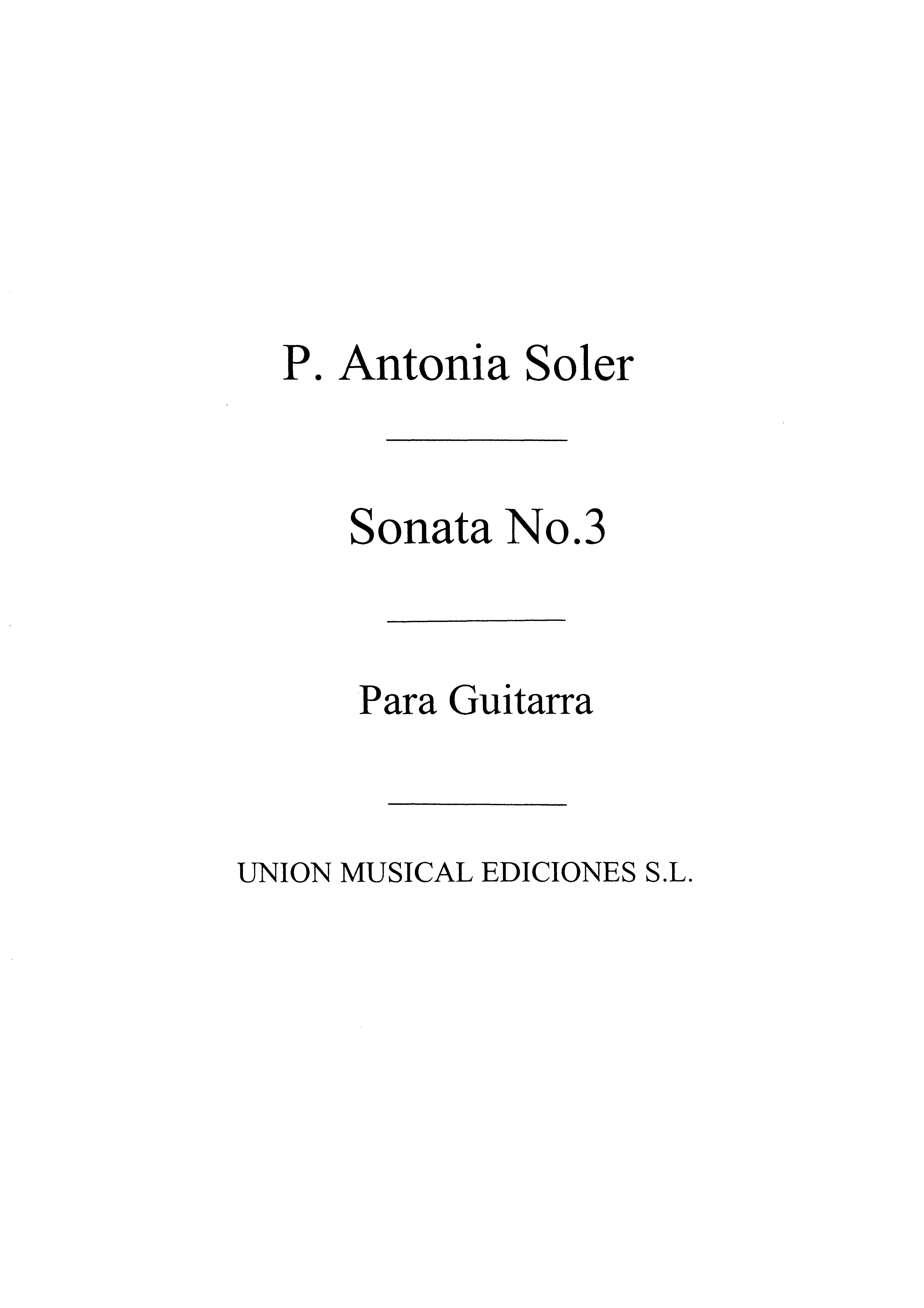 Antonio Soler: Sonata No.3: Guitar: Instrumental Work