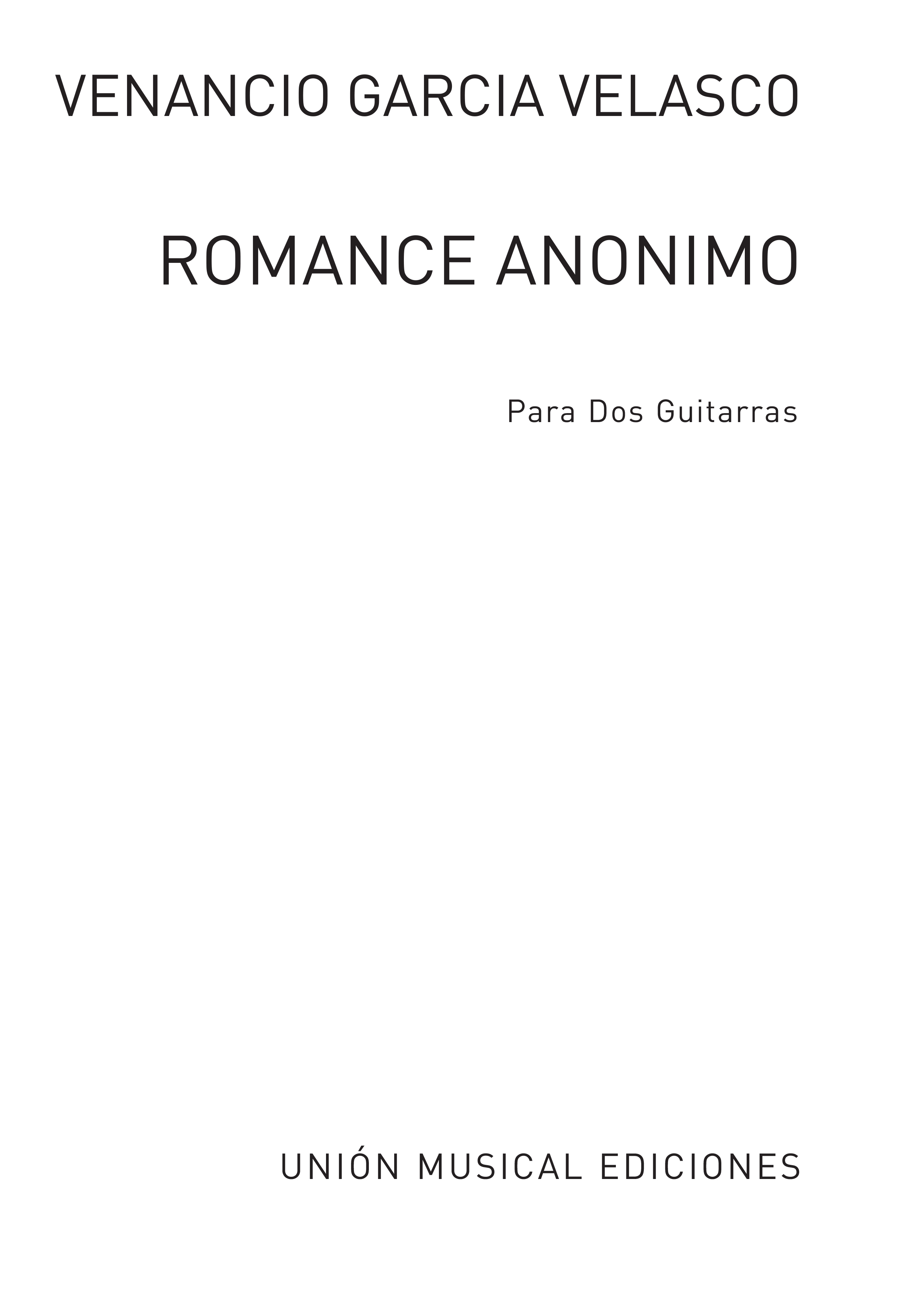 Venancio Garcia Velasco: Romance Anonimo: Guitar Duet: Single Sheet