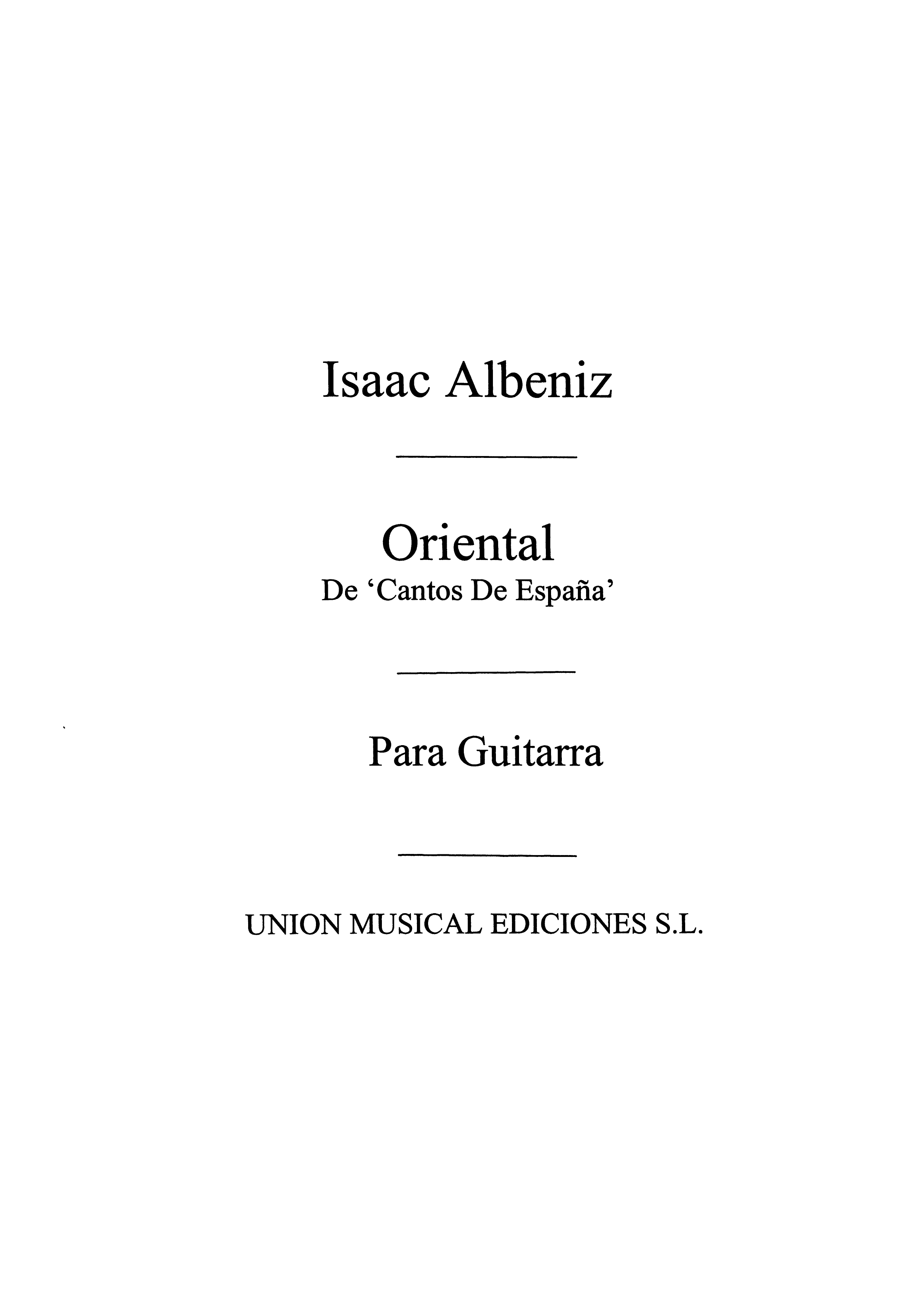 Isaac Albniz: Oriental From Espana: Guitar: Instrumental Work