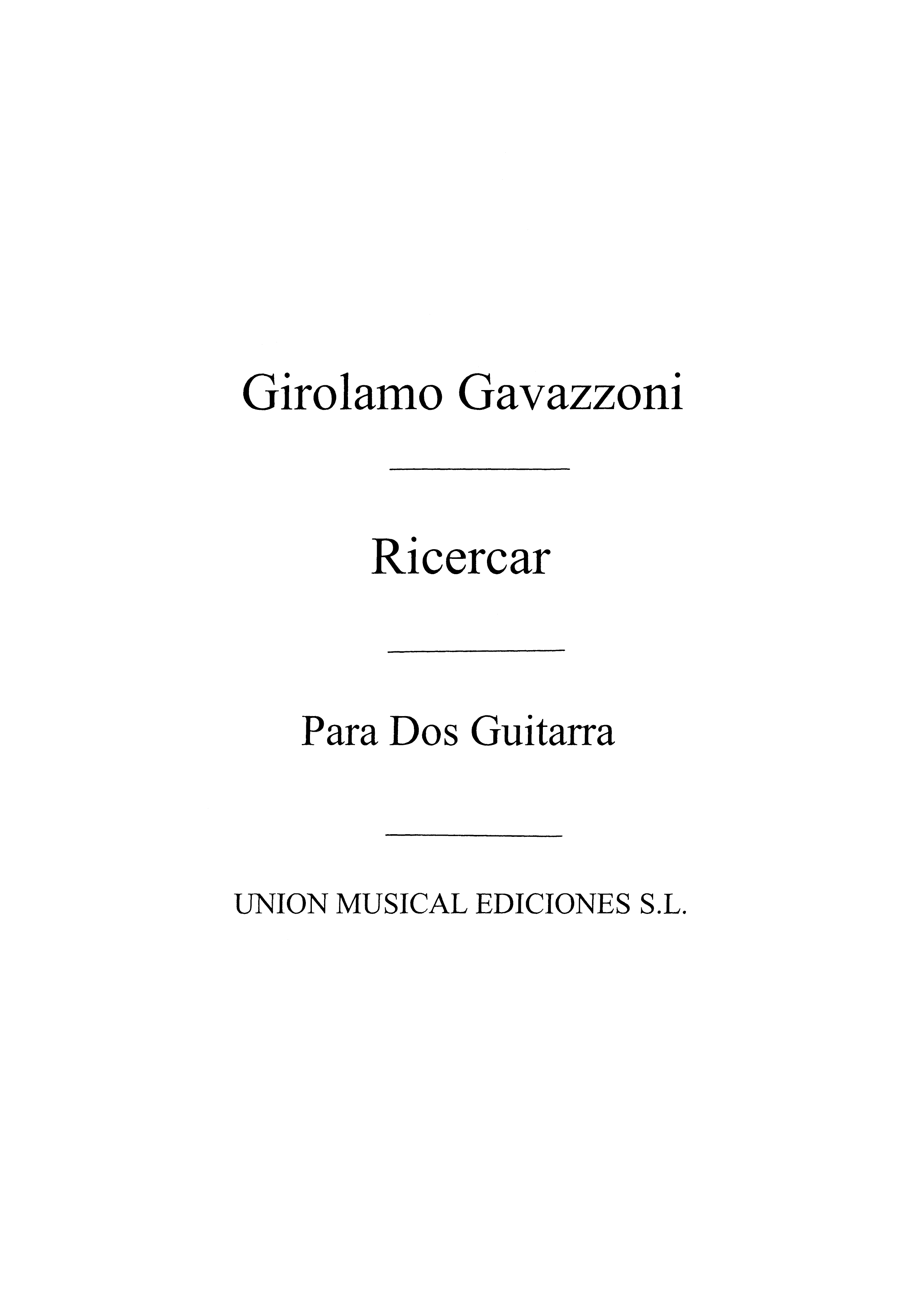 Girolamo Cavazzoni: Ricercar: Guitar: Instrumental Work