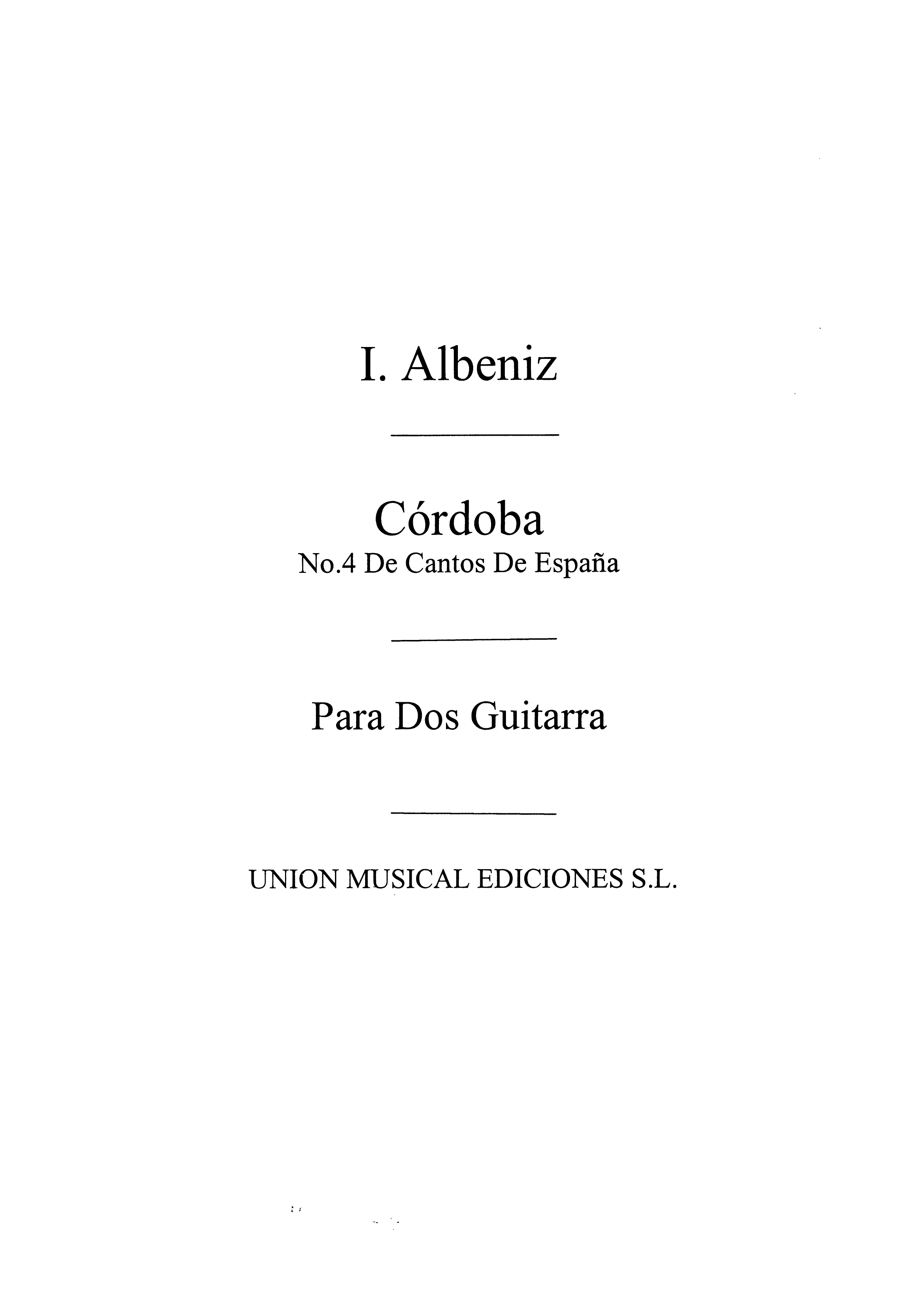 Isaac Albniz: Cordoba No.4: Guitar: Instrumental Work