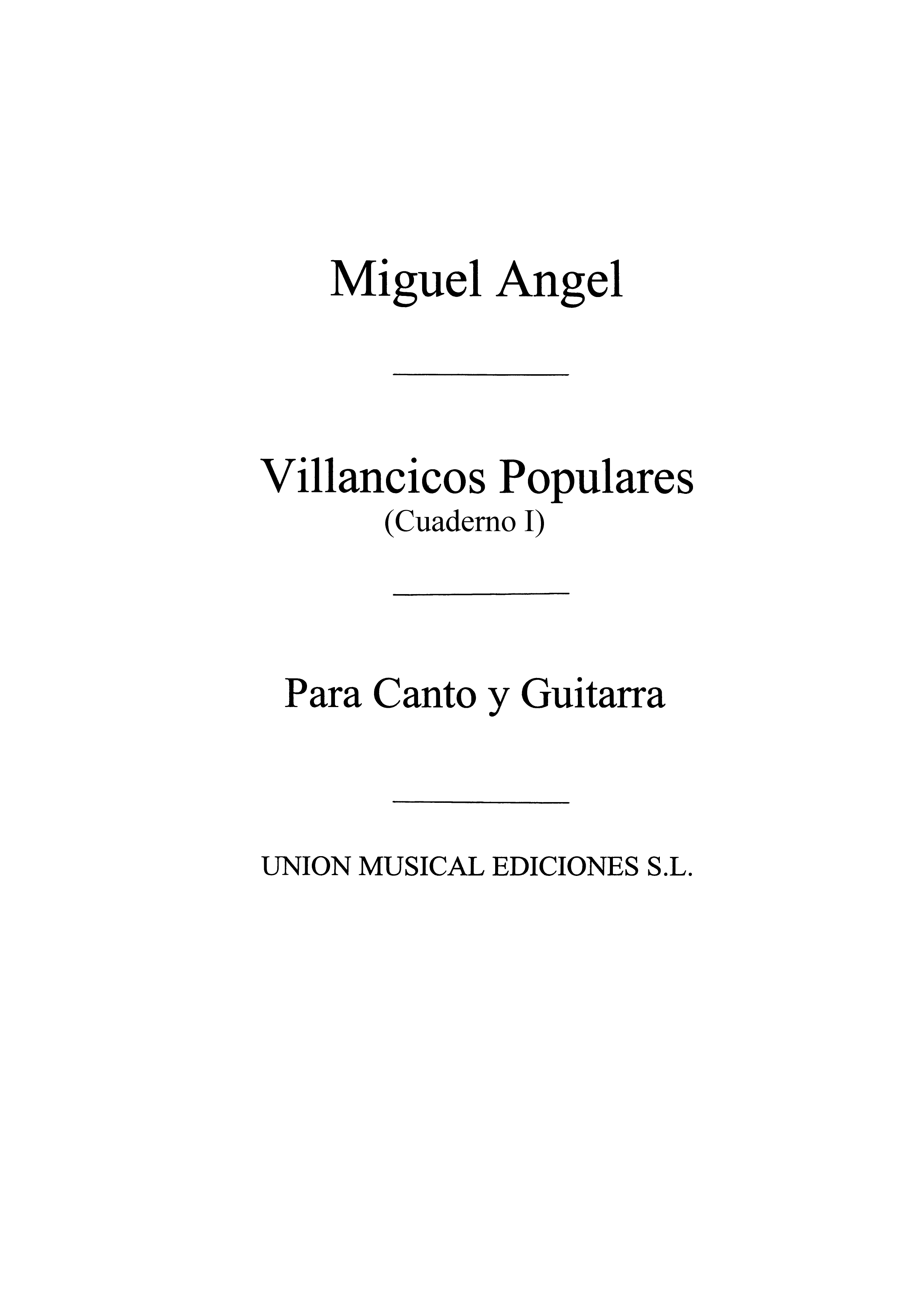 Miguel Angel Martinez: Villancicos Populares Volume 1: Voice: Vocal Album