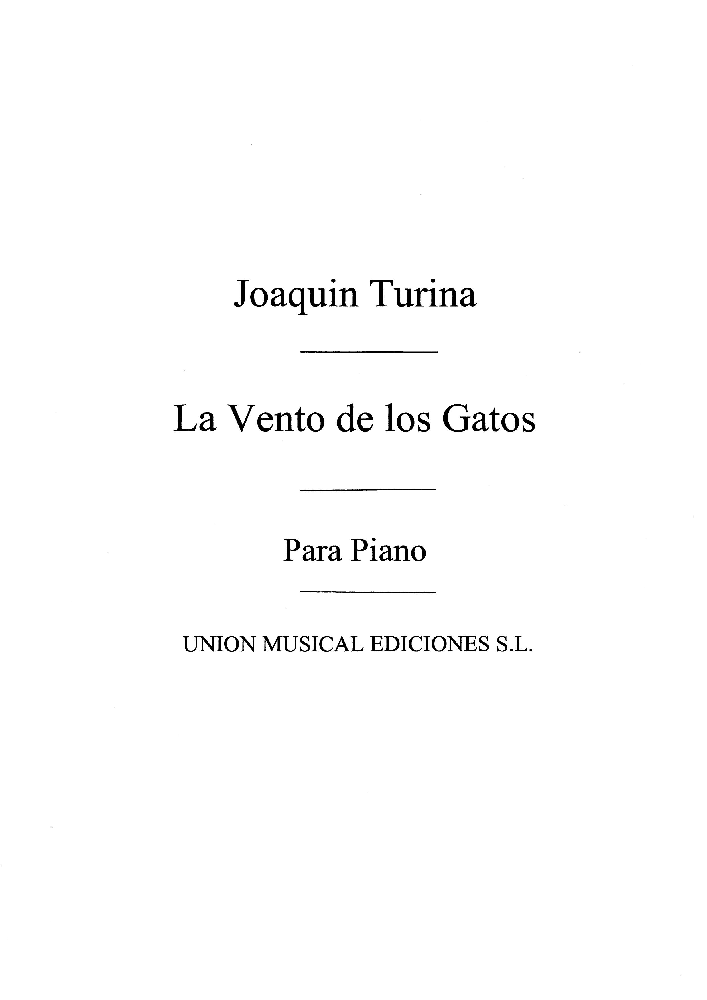 Joaqun Turina: La Venta De Los Gatos Leyenda Becqueriana Op.32: Piano: