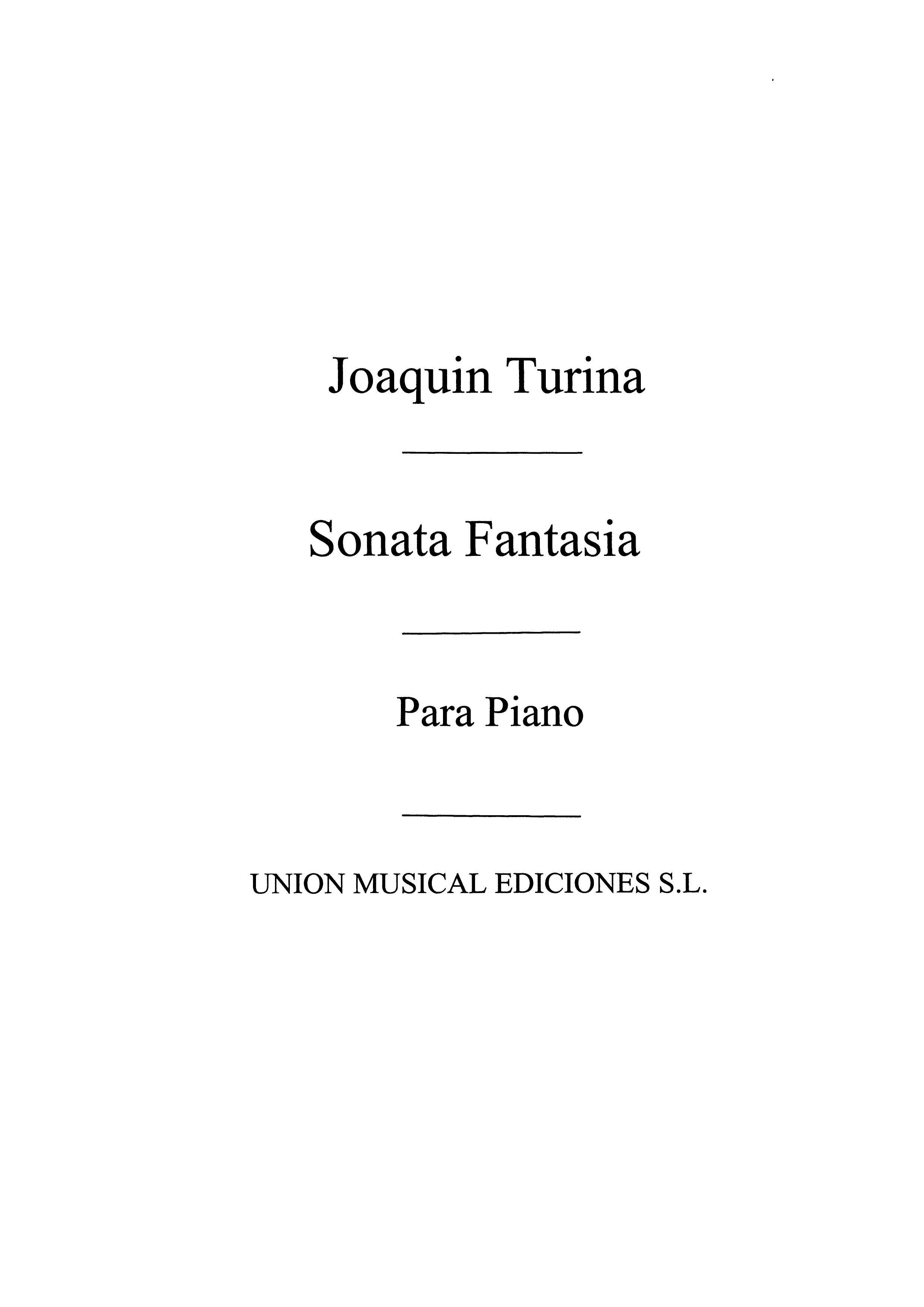 Joaquín Turina: Sonata Fantasia Op.59: Piano: Instrumental Work