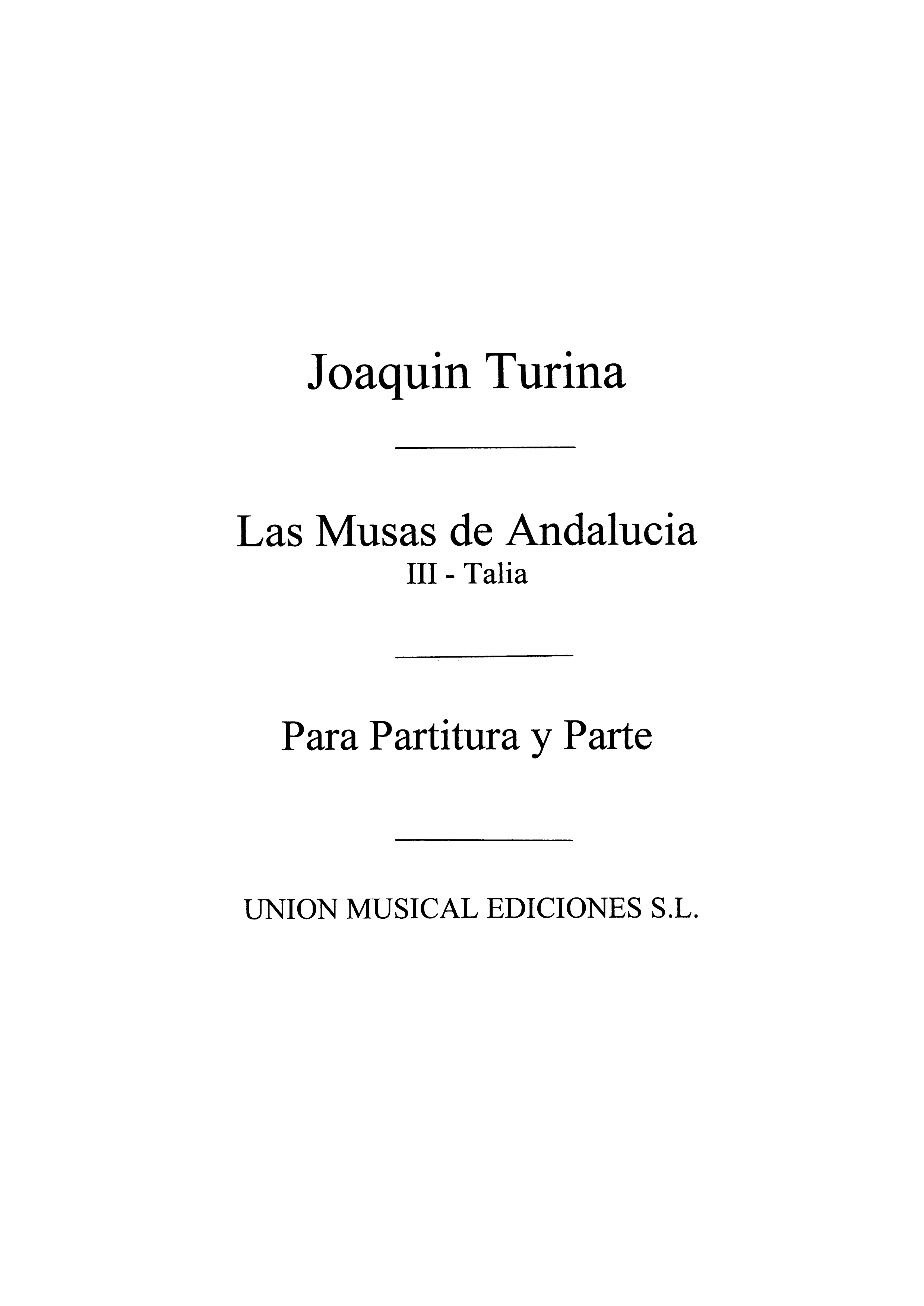 Joaqun Turina: Musas De Andalucia N03 Talia Piano: Piano: Instrumental Work