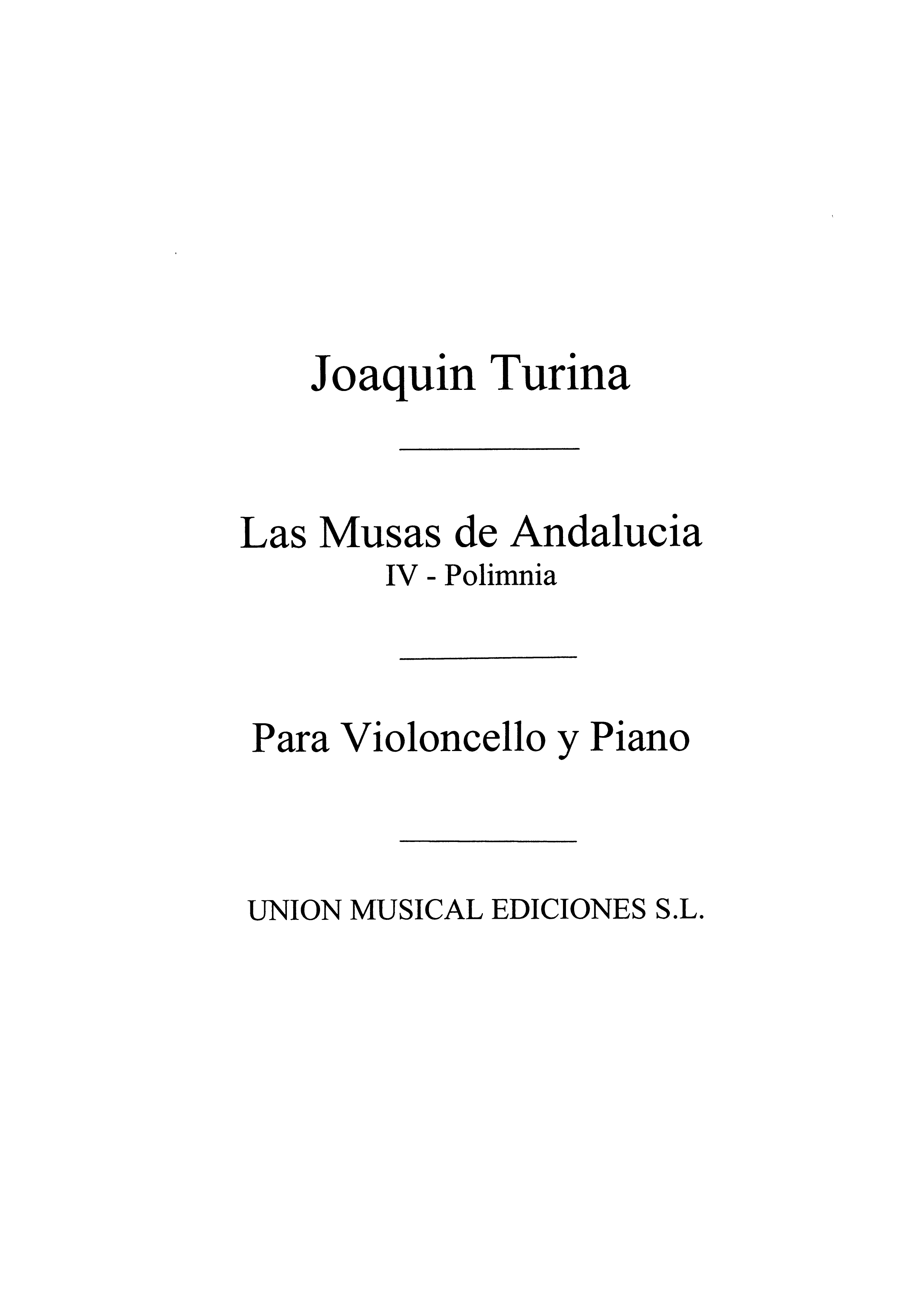 Joaquín Turina: Musas De Andalucia No4 Polimnia Piano: Piano: Instrumental Work