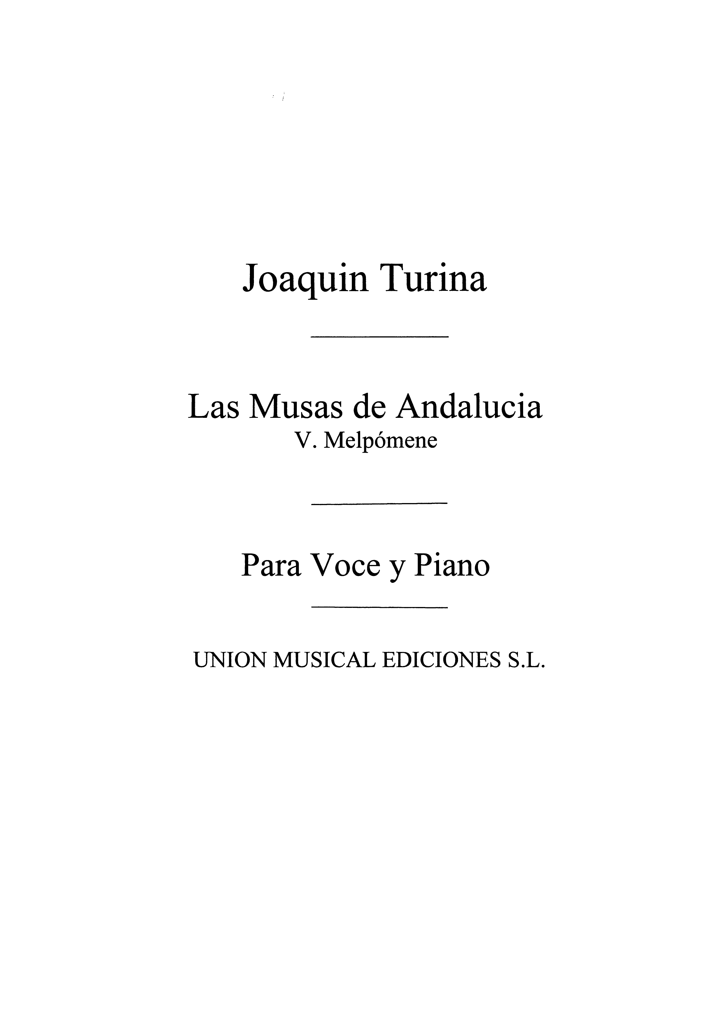 Joaqun Turina: Musas De Andalucia No5 Melpomene Piano: Piano: Instrumental Work