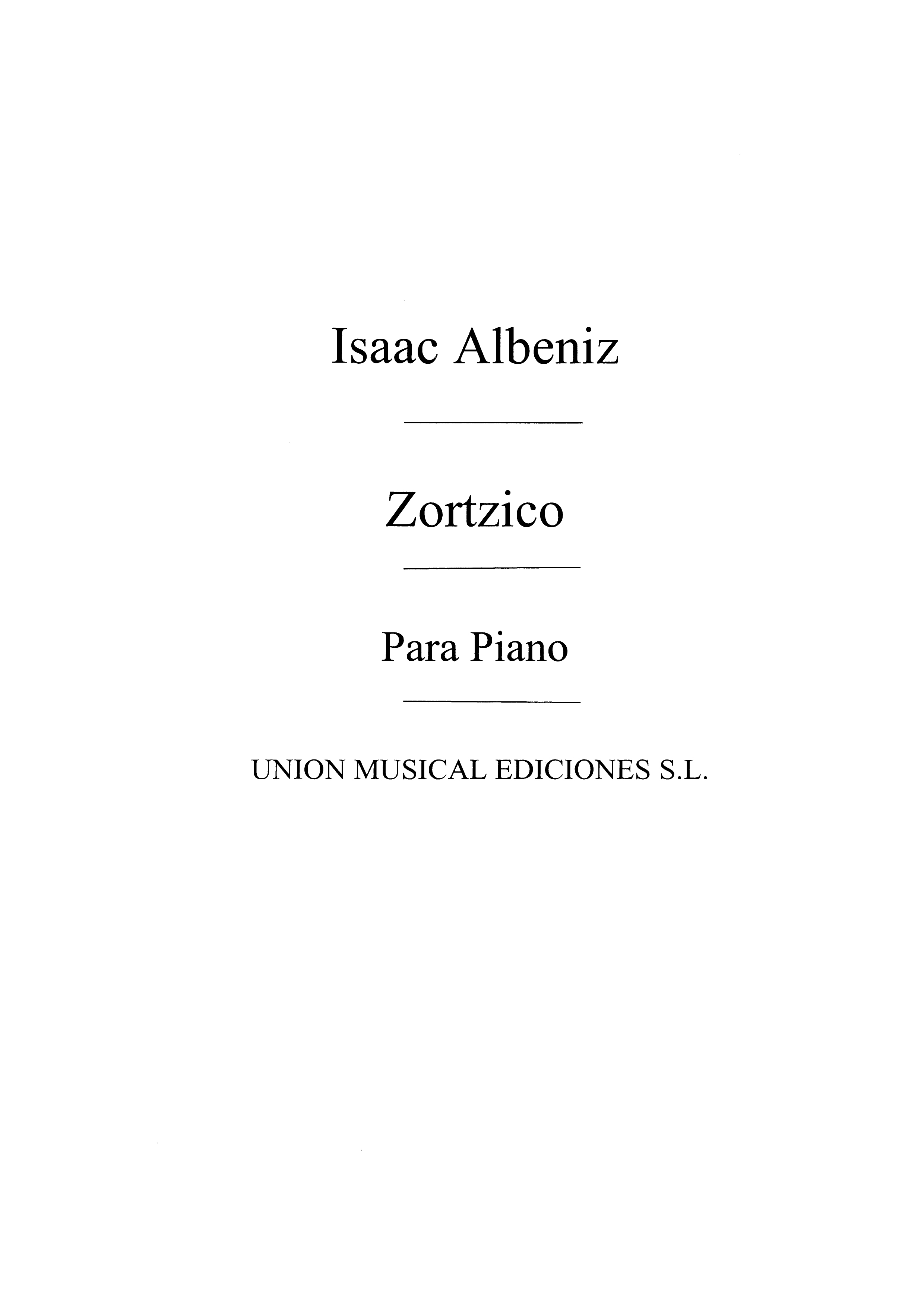 Isaac Albéniz: Zortzico For Piano: Piano: Instrumental Work