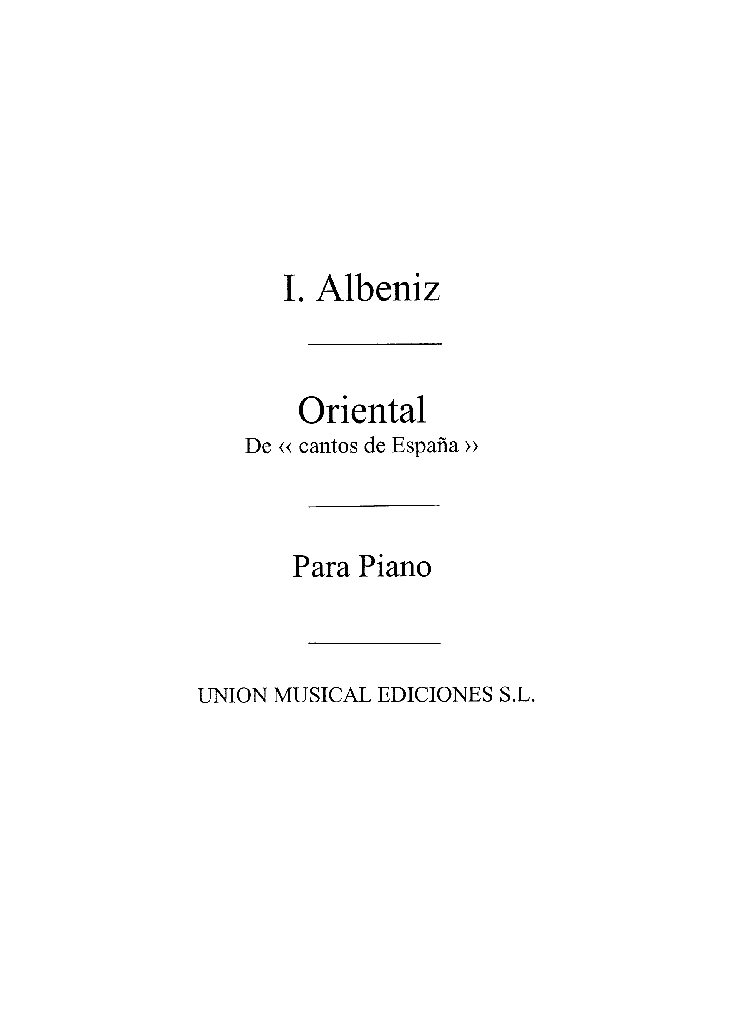 Isaac Albniz: Oriental No.2 Cantos De Espana Op.232 Piano: Piano: Instrumental
