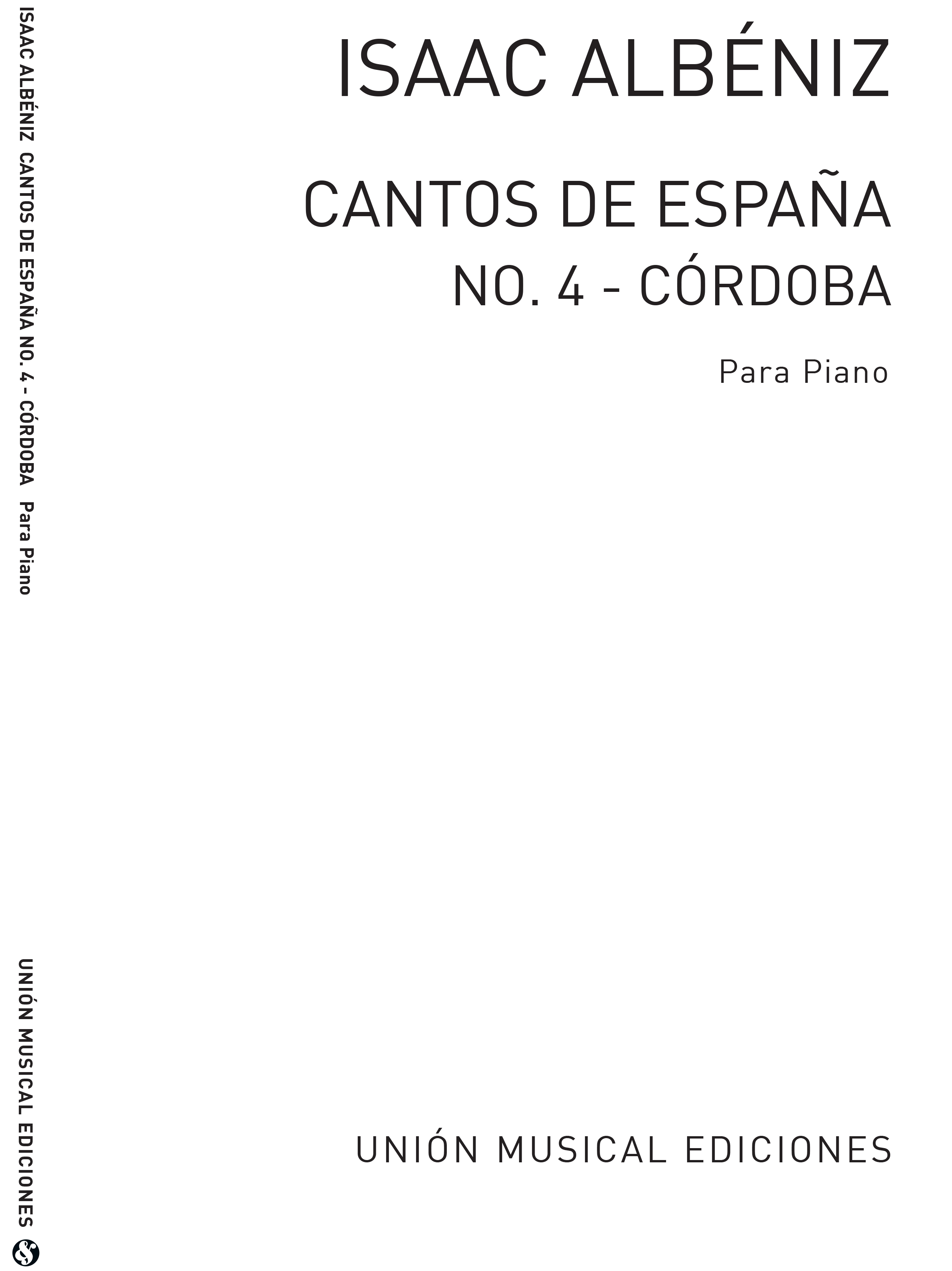 Isaac Albéniz: Albeniz Cordoba No.4 De Cantos De Espana Op.232: Piano: