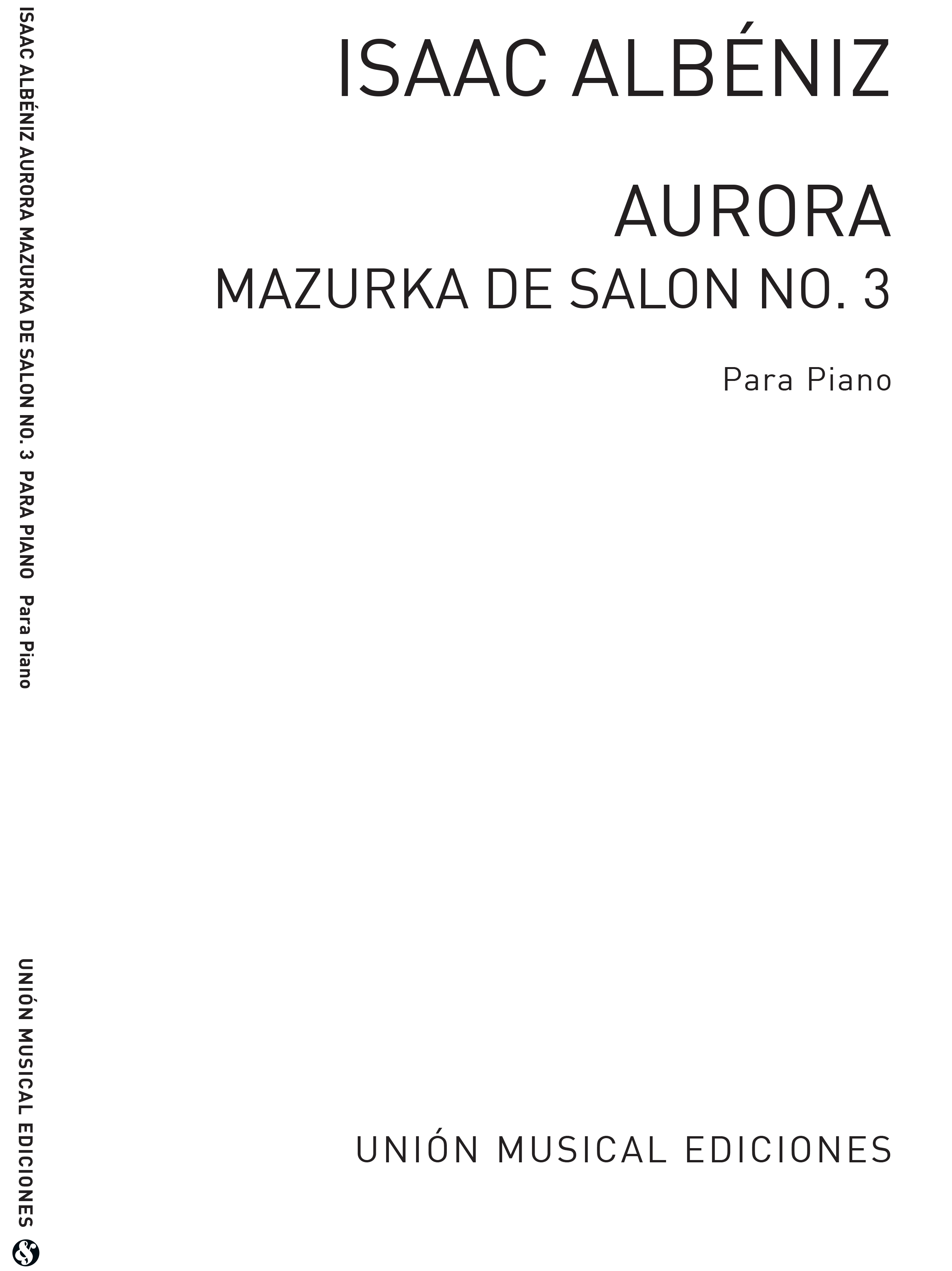 Isaac Albniz: Aurora No.3 From Mazurkas De Salon Op.66: Piano: Instrumental
