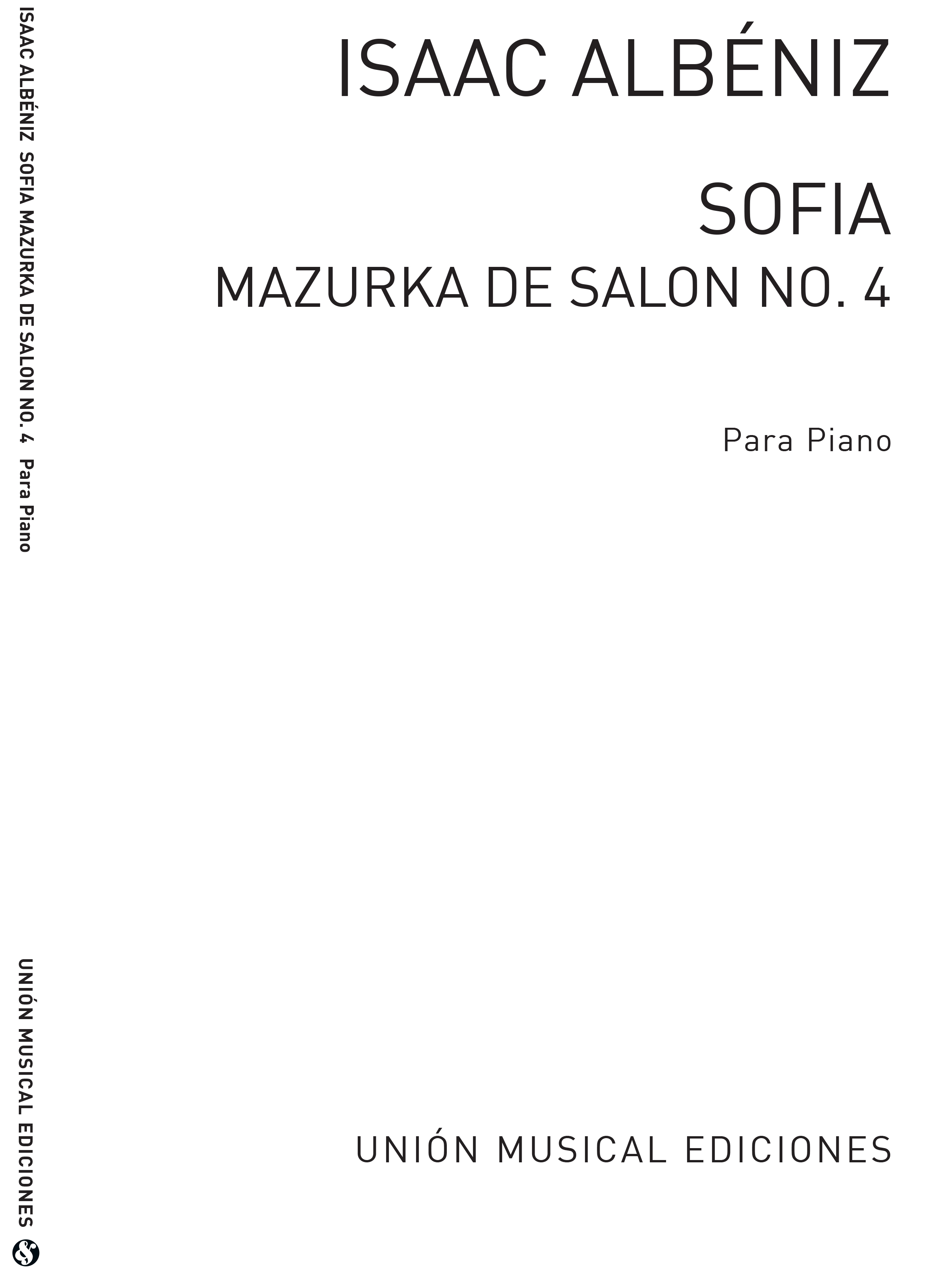 Isaac Albéniz: Sofia No.4 From Mazurkas Desalon Op.66 For Piano: Piano: