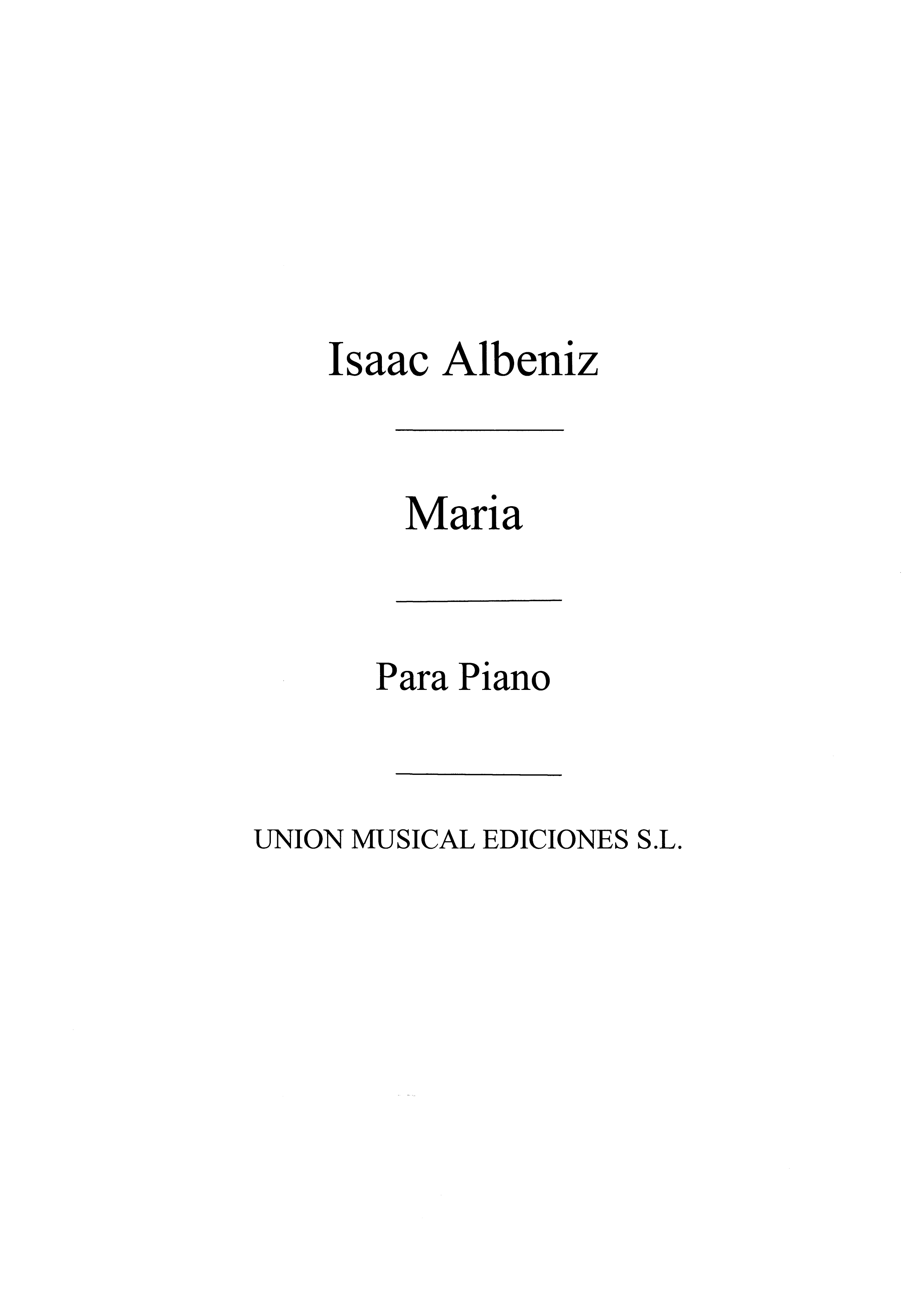 Isaac Albniz: Maria No.6 From Mazurkas De Salon Op.66 For Piano: Piano: