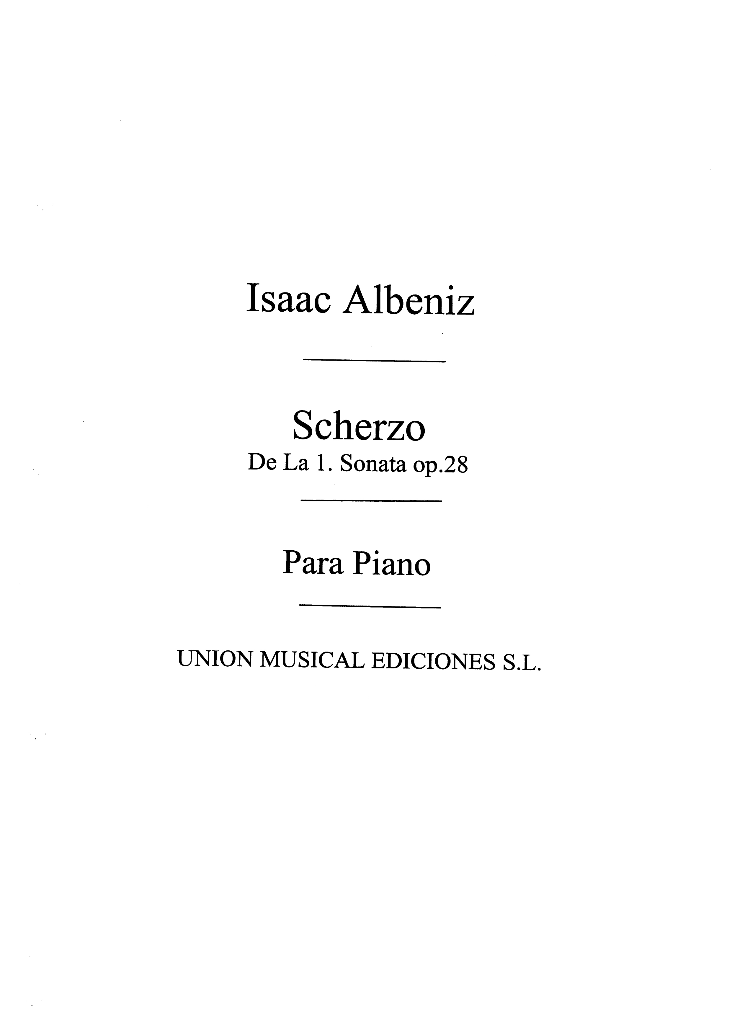 Isaac Albéniz: Scherzo De La Sonata No.1 Op.28 For Piano: Piano: Instrumental