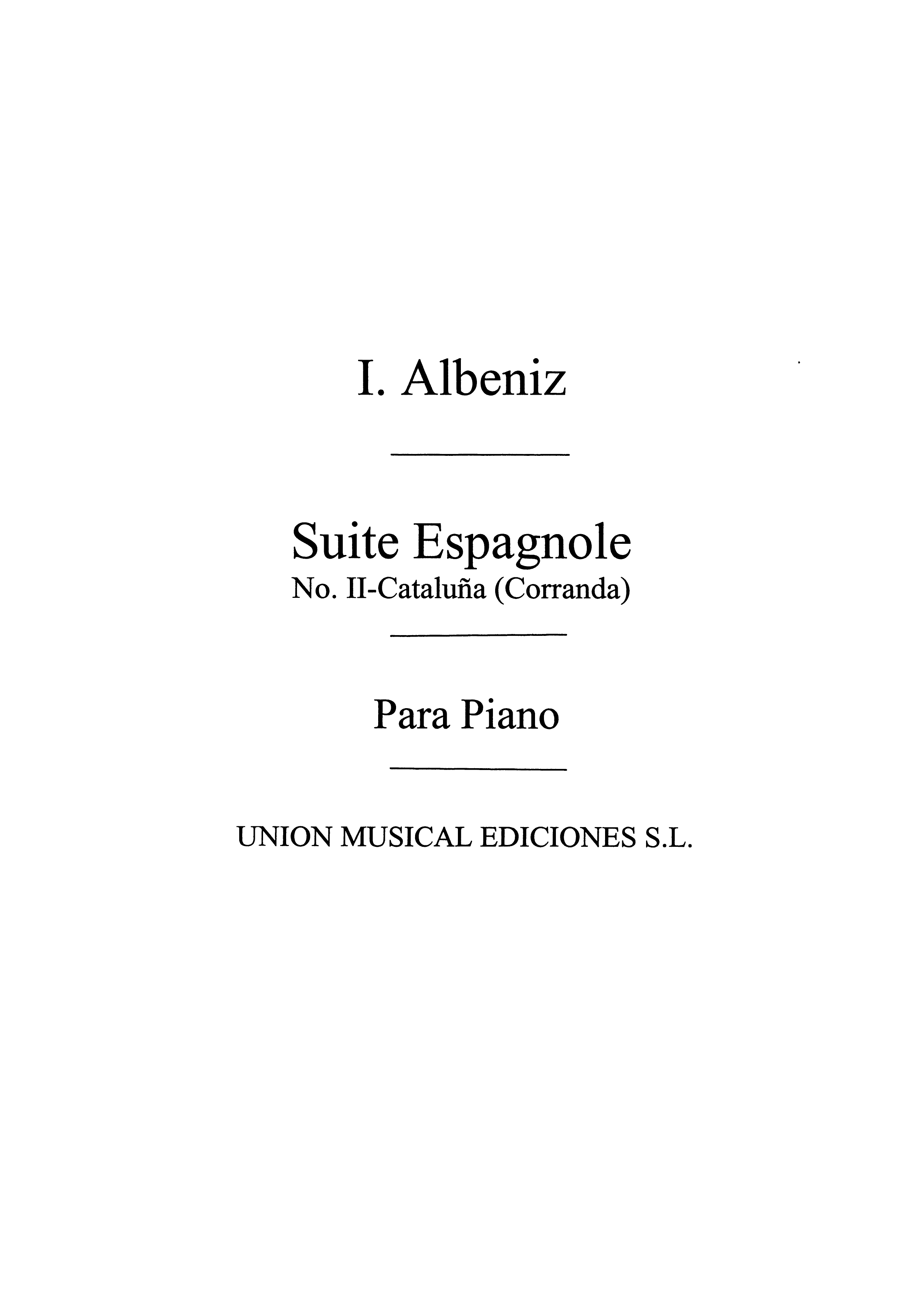 Isaac Albniz: Cataluna Corranda No.2 From Suite Espanola Op.47: Piano:
