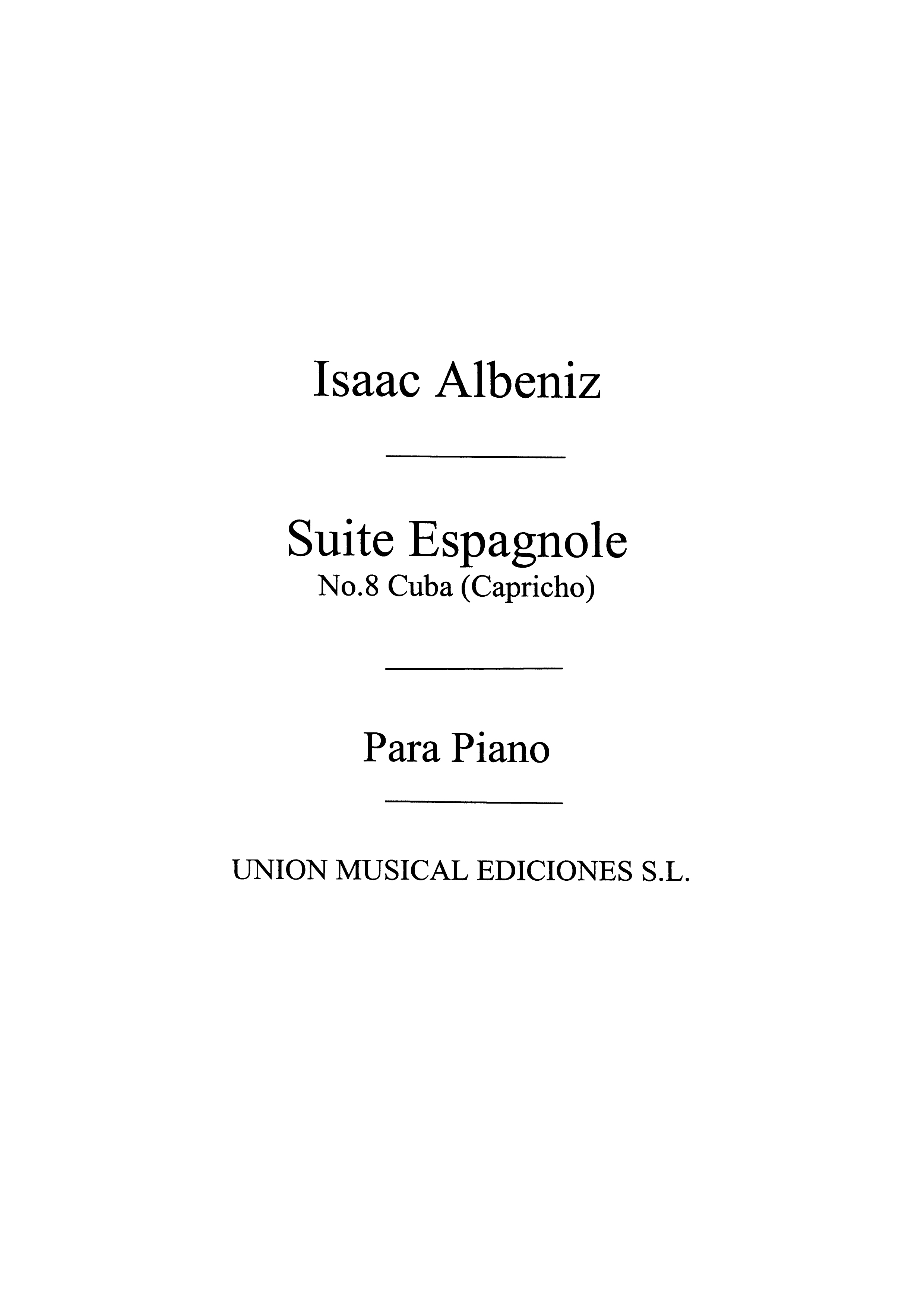 Isaac Albniz: Capricho No.8 From Suite Espanola Op.47: Piano: Instrumental Work