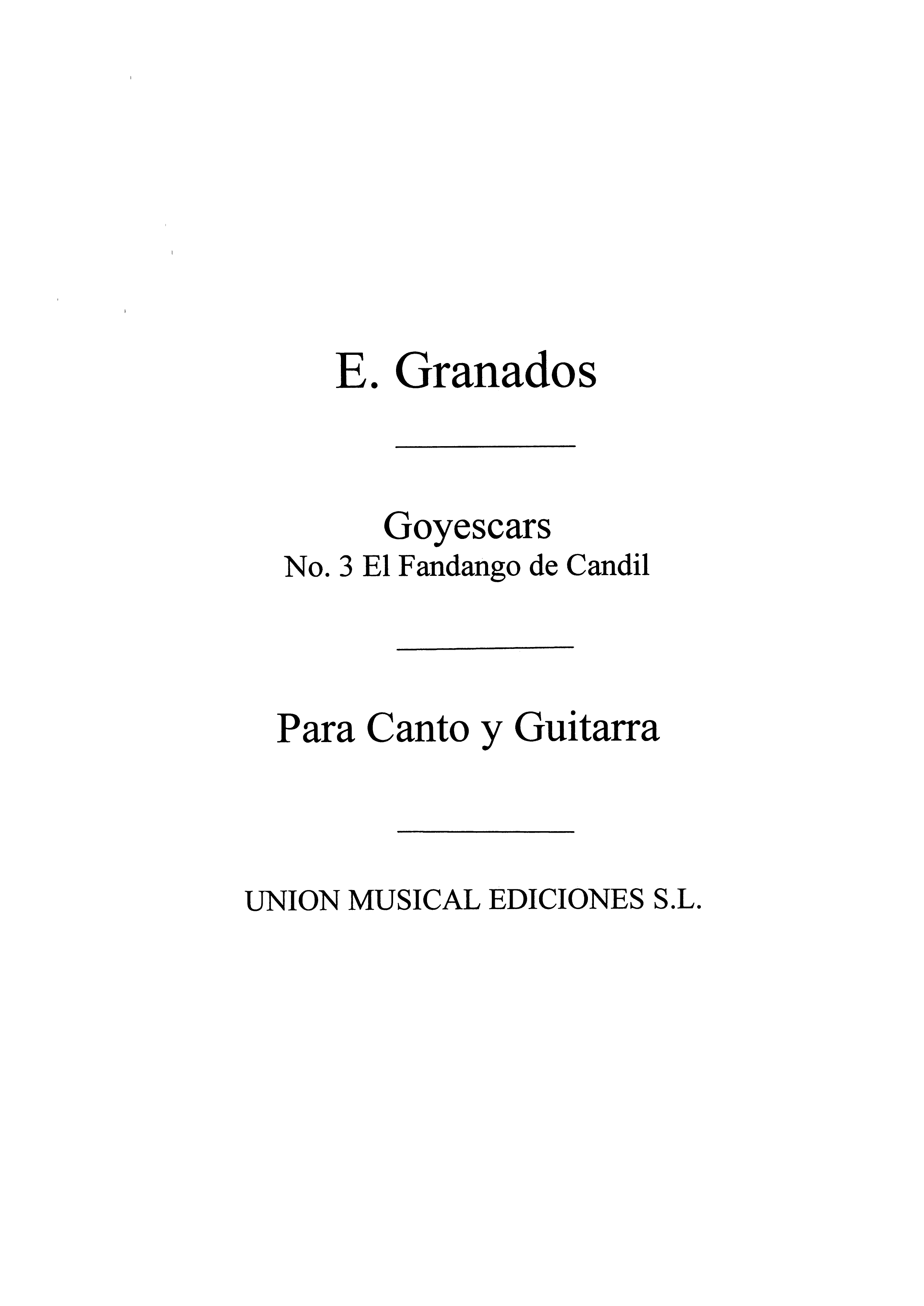 Enrique Granados: El Fandango Del Candil No.3 From Goyescas: Piano: Instrumental
