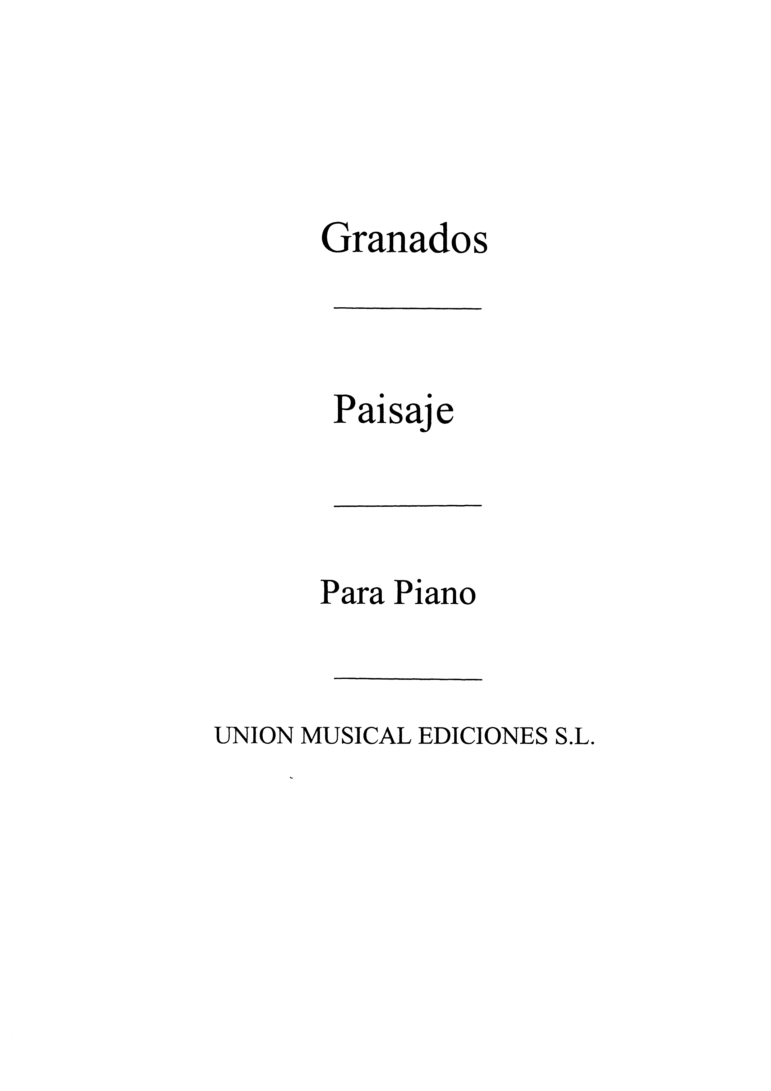 Enrique Granados: Paisaje Op.35 For Piano: Piano: Instrumental Work