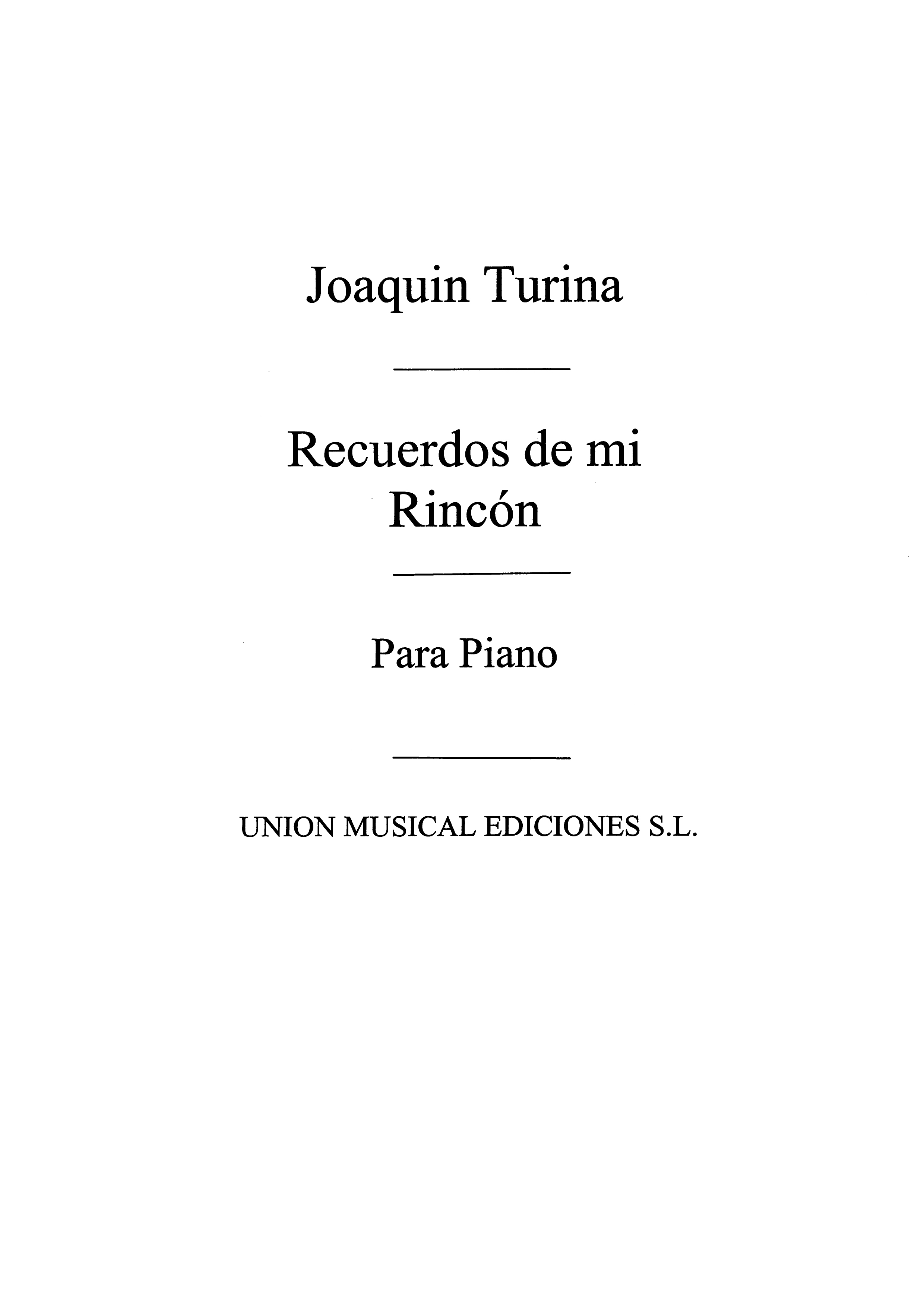 Joaqun Turina: Recuerdos De Mi Rincon Tragedia Comica: Piano: Instrumental Work