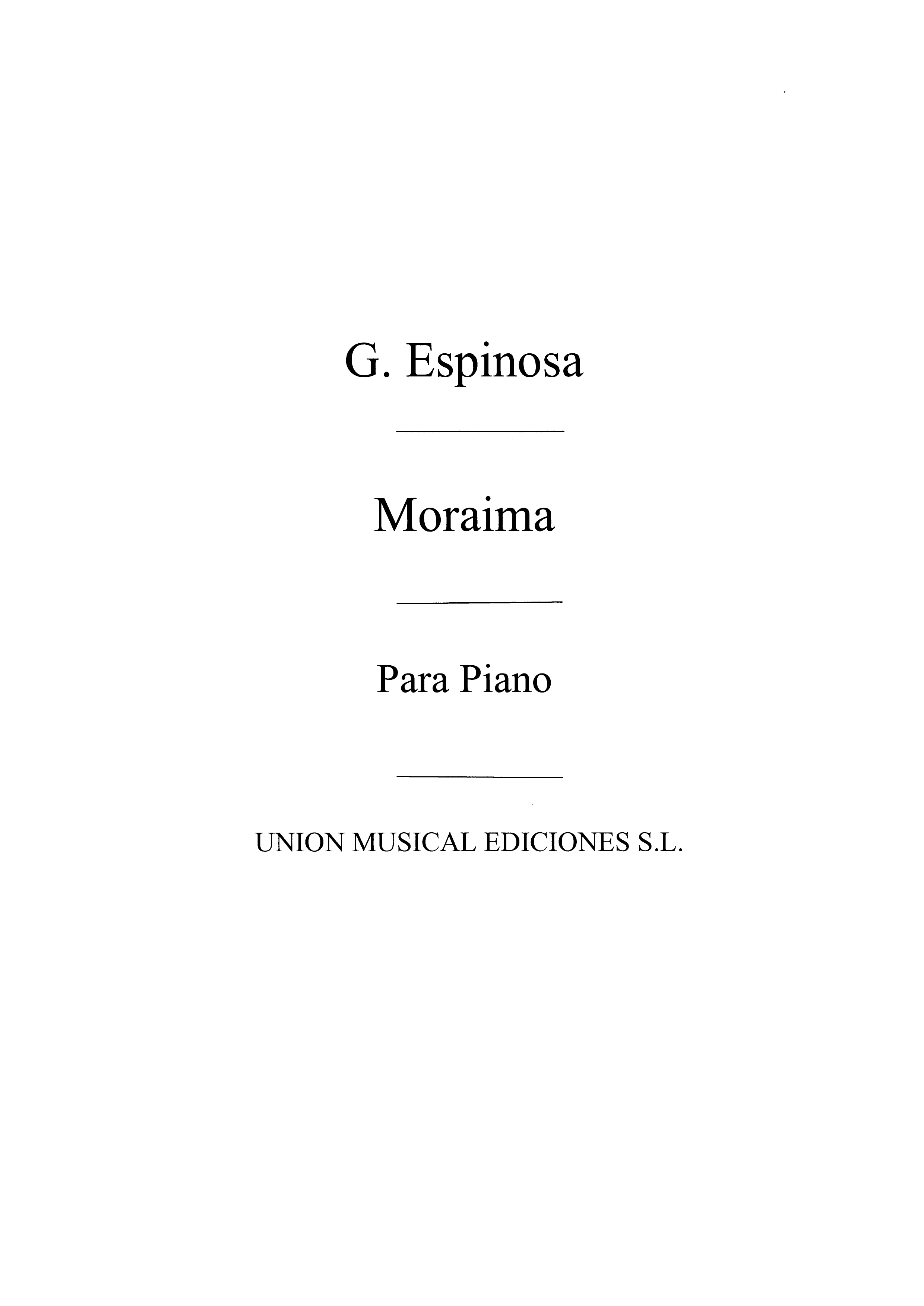 Gaspar Espinosa: Moraima Capricho Caracteristico: Piano: Instrumental Work