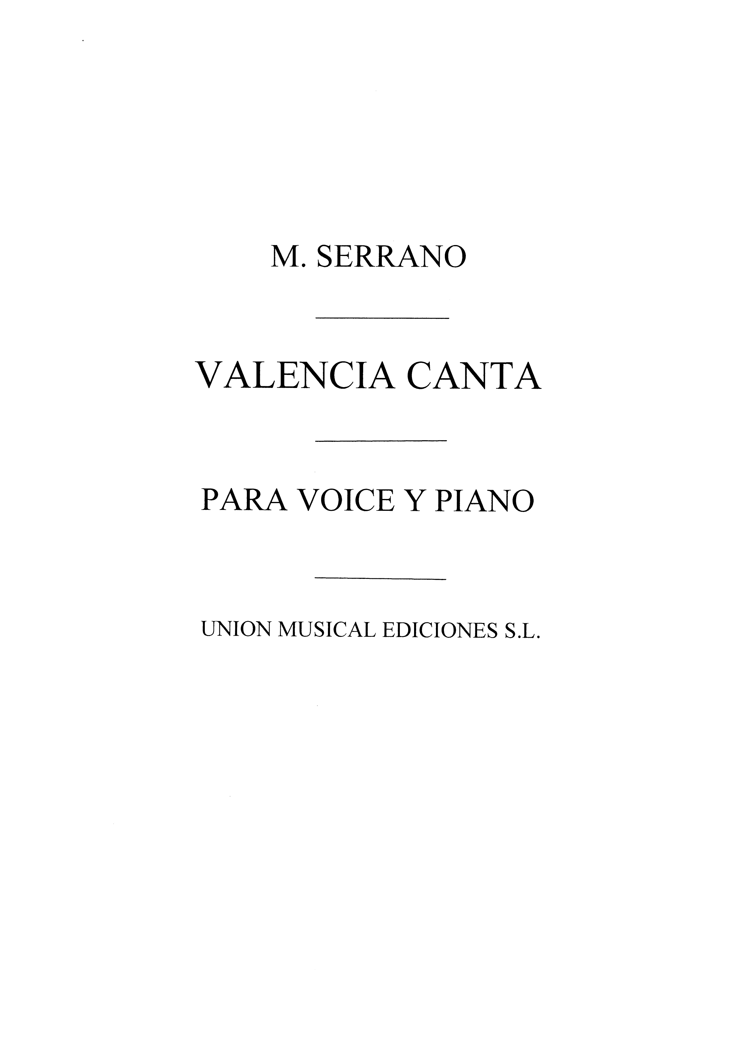Jose Serrano: Valencia Canta A La Virgen De Los Desamparados: Voice: