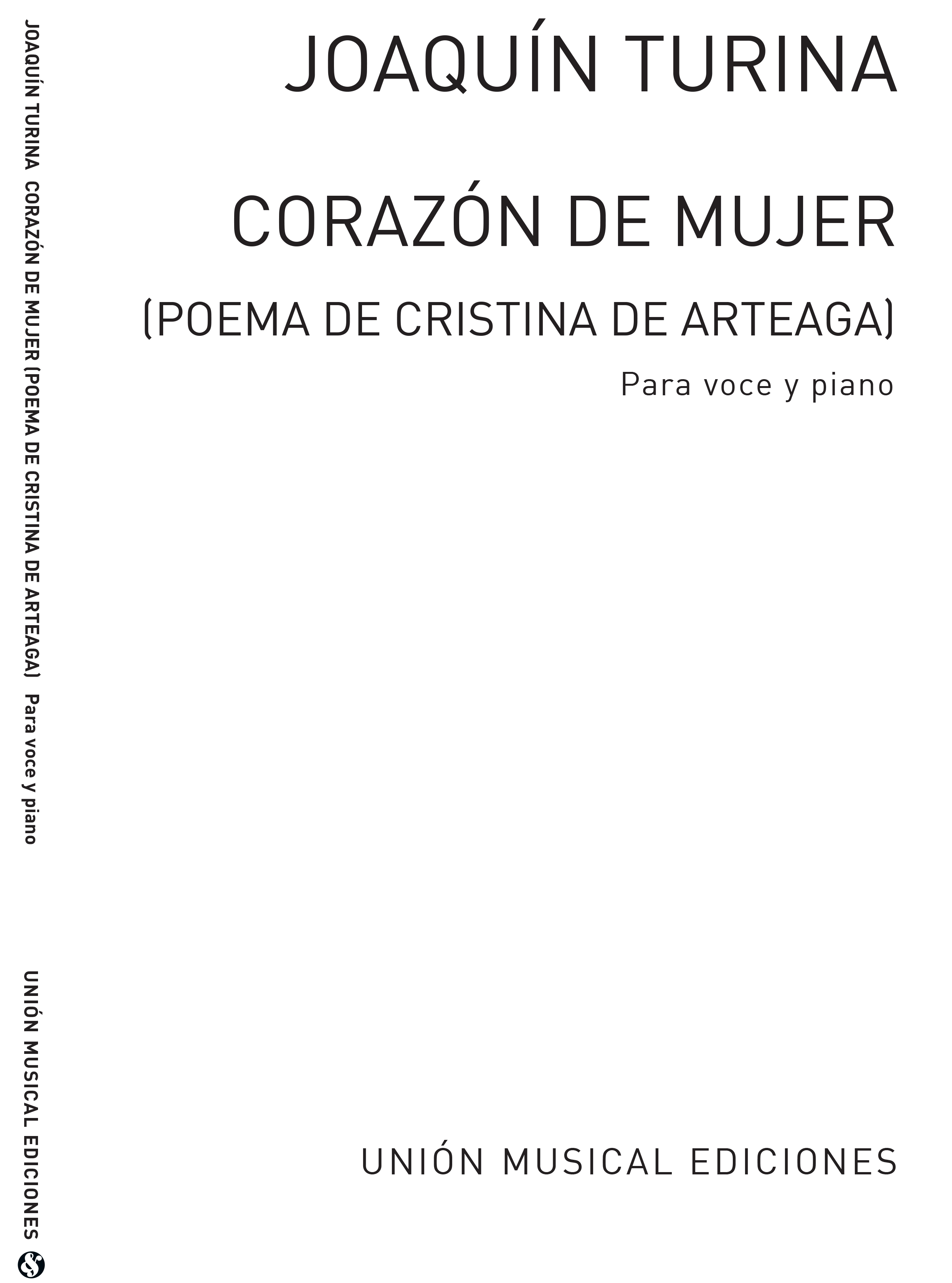 Joaqun Turina: Turina: Corazon De Mujer for Voice and Piano: Voice: