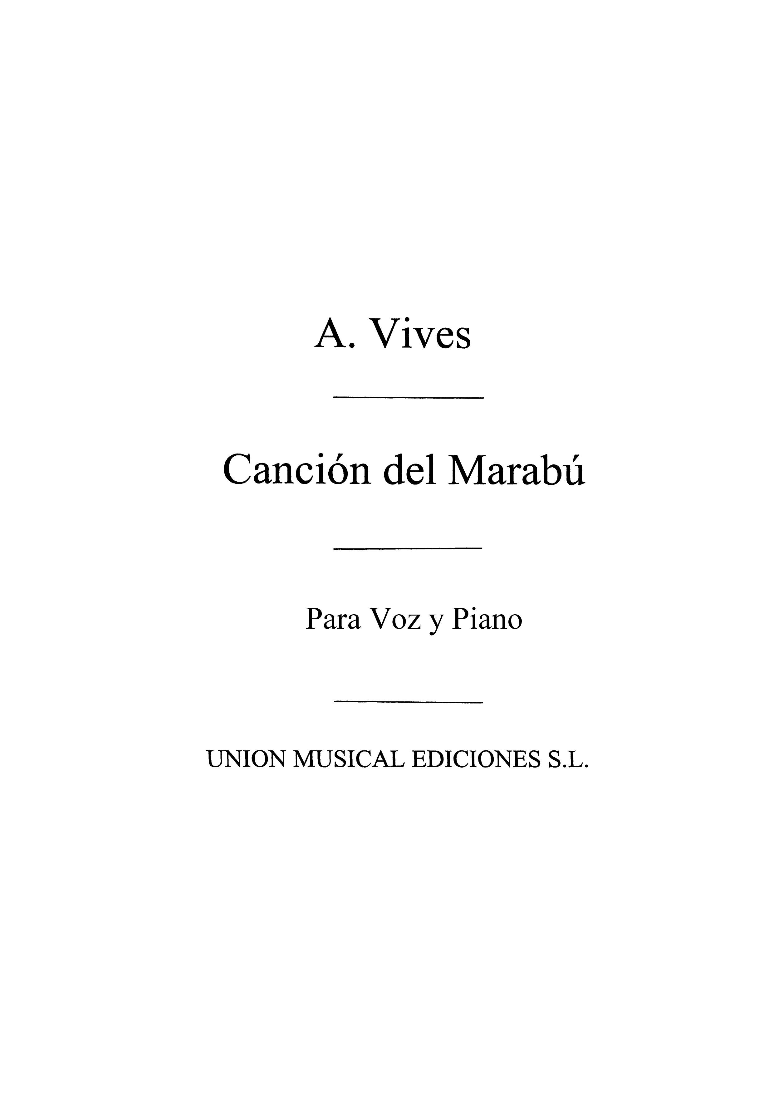 Amadeo Vives: Cancion De Marabu De Dona Francisquita: Opera: Instrumental Work