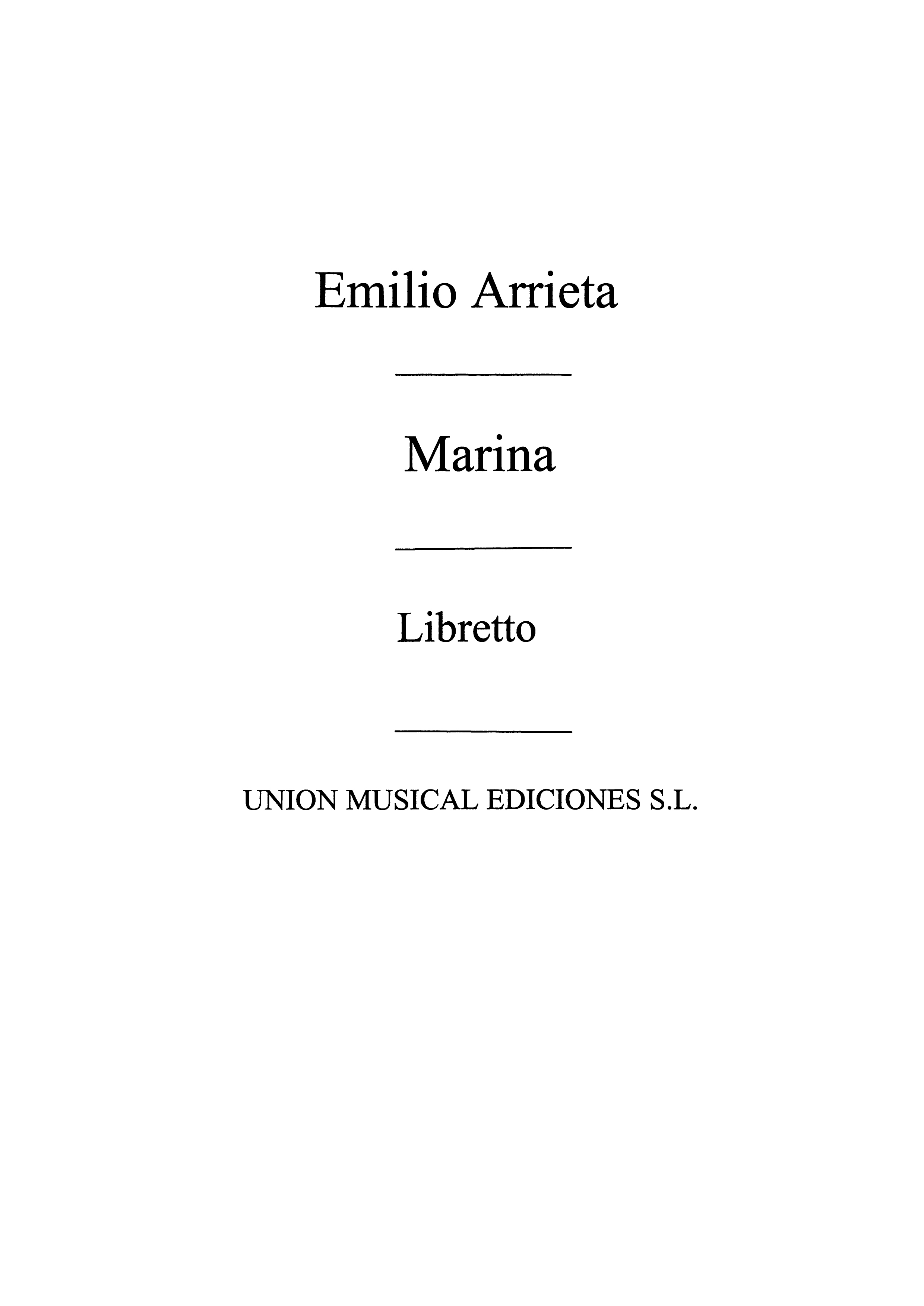 Pascual Arrieta: Marina - Libretto: Libretto