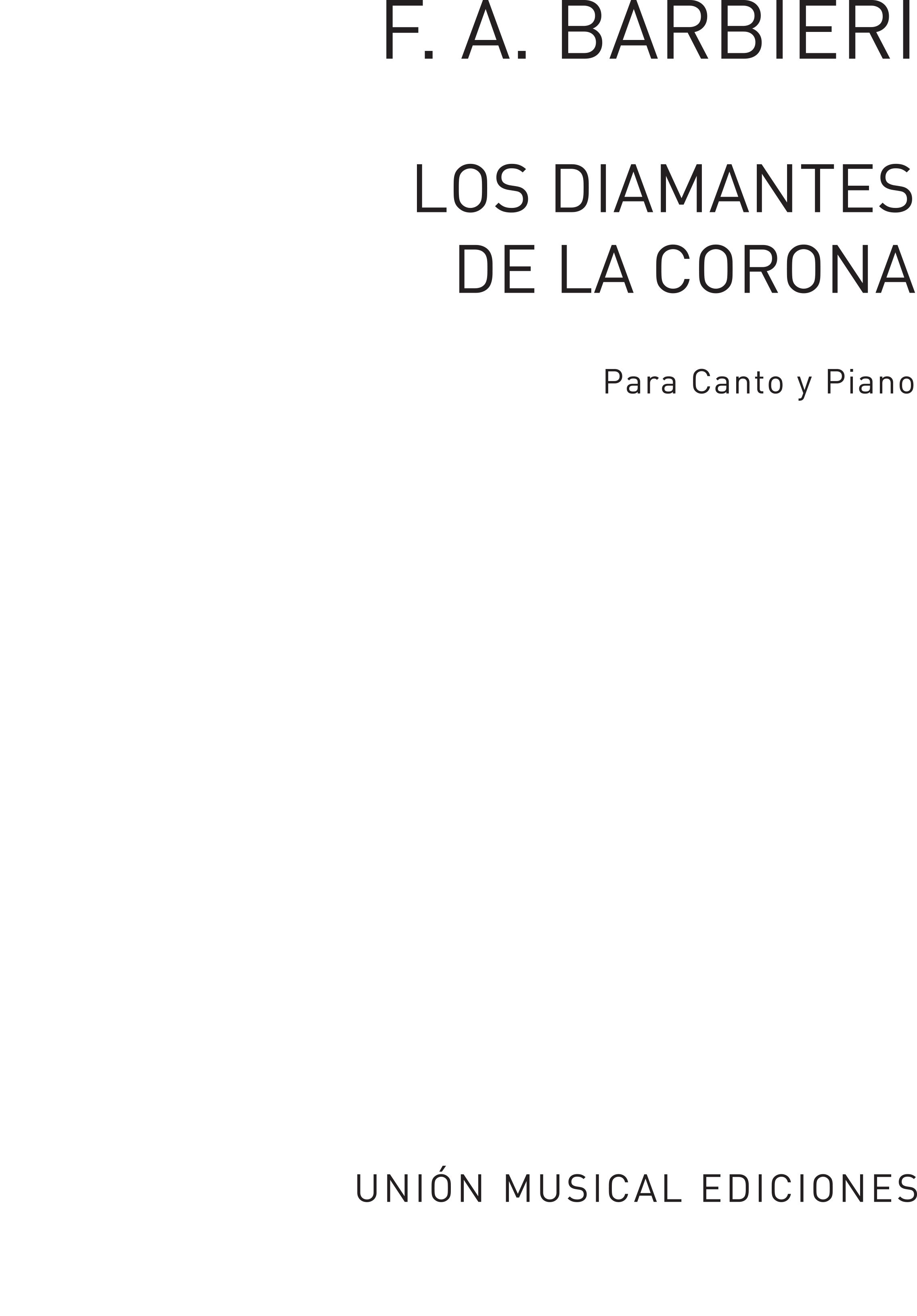 F.A. Barbieri: Barbieri Los Diamantes De La Corona: Piano Accompaniment: Vocal