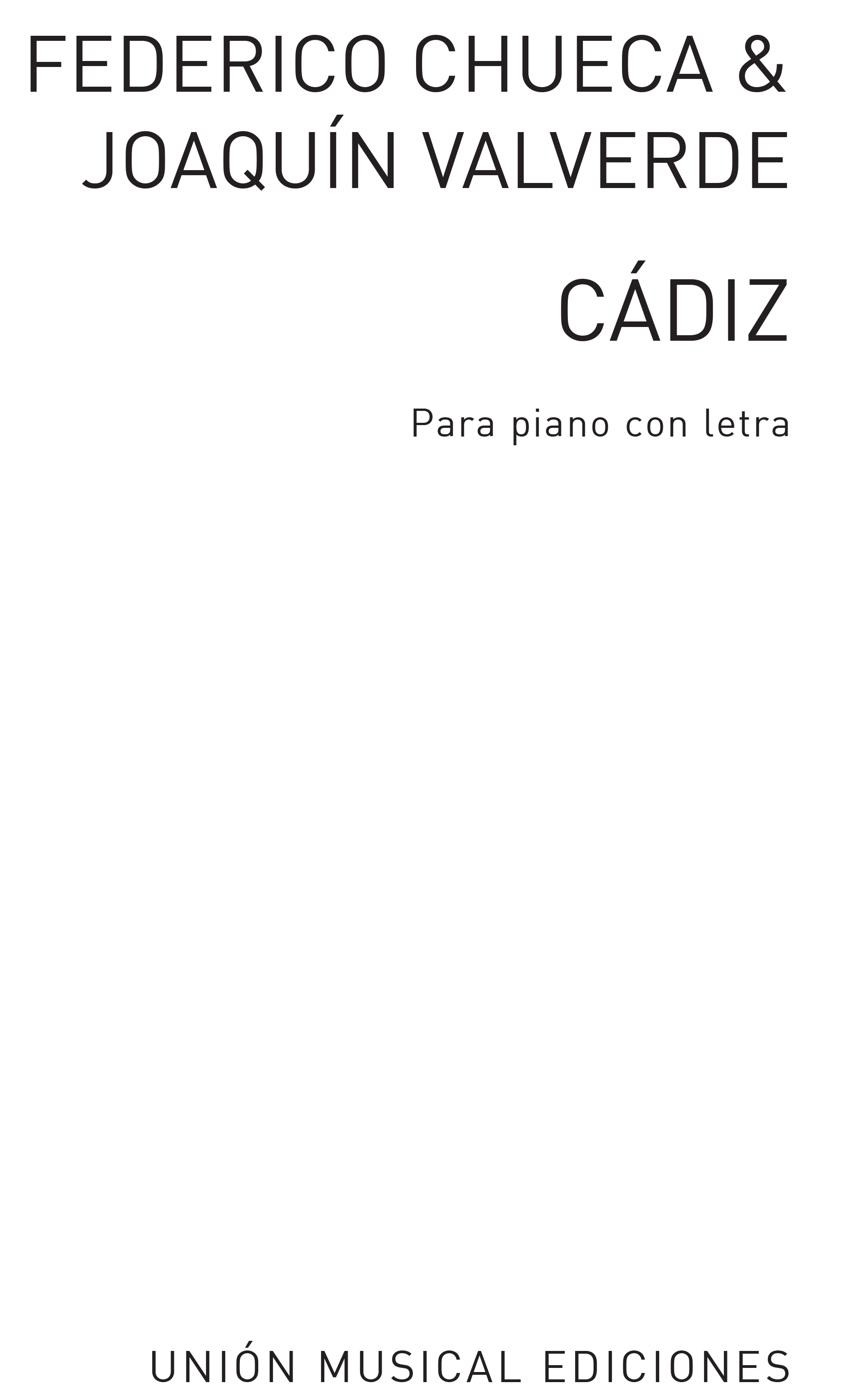 Chueca  Unknown: Cadiz: Piano: Instrumental Work