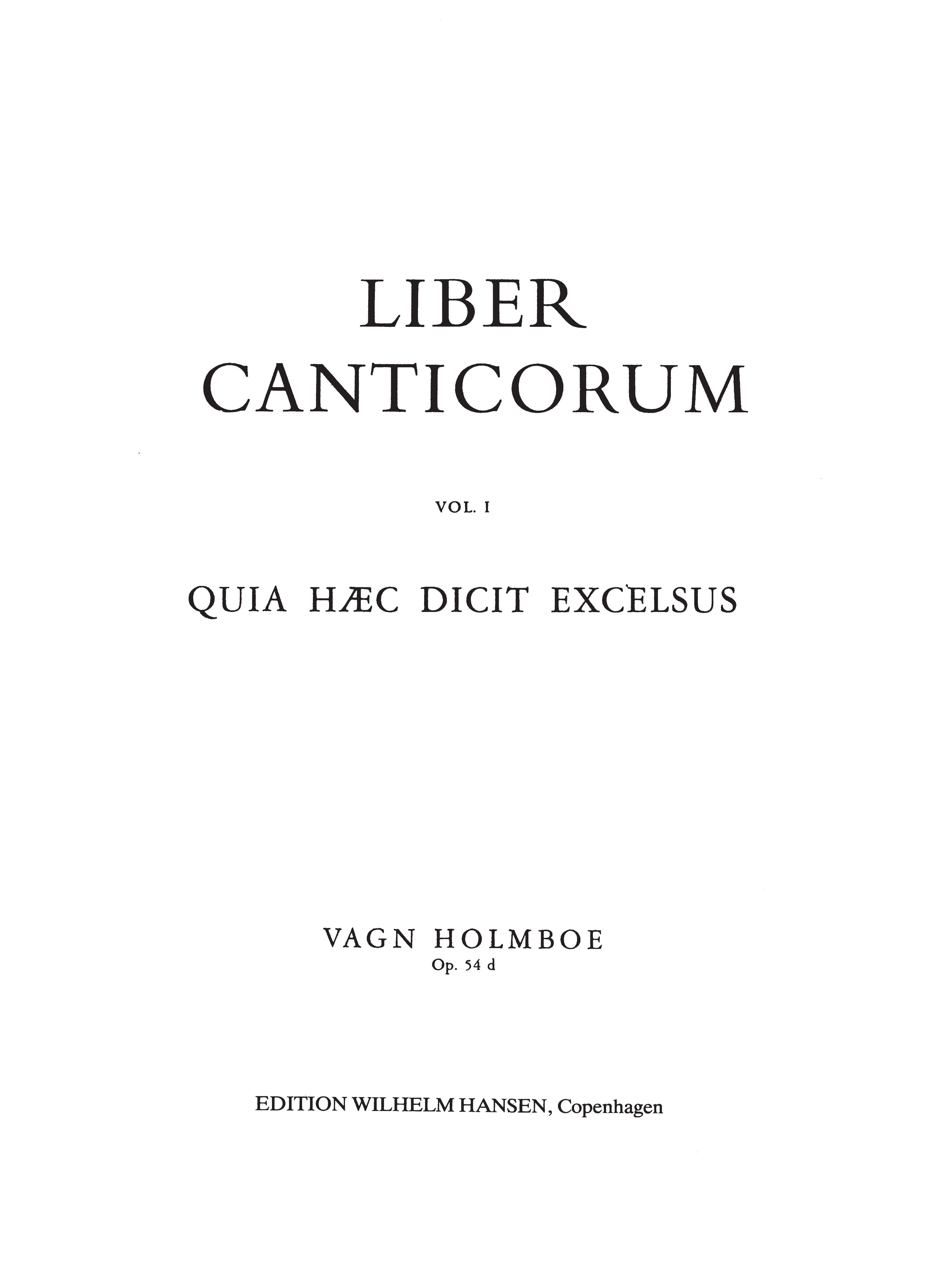 Vagn Holmboe: Quia Haec Dct Excelsus Op.54d: Mixed Choir: Vocal Score