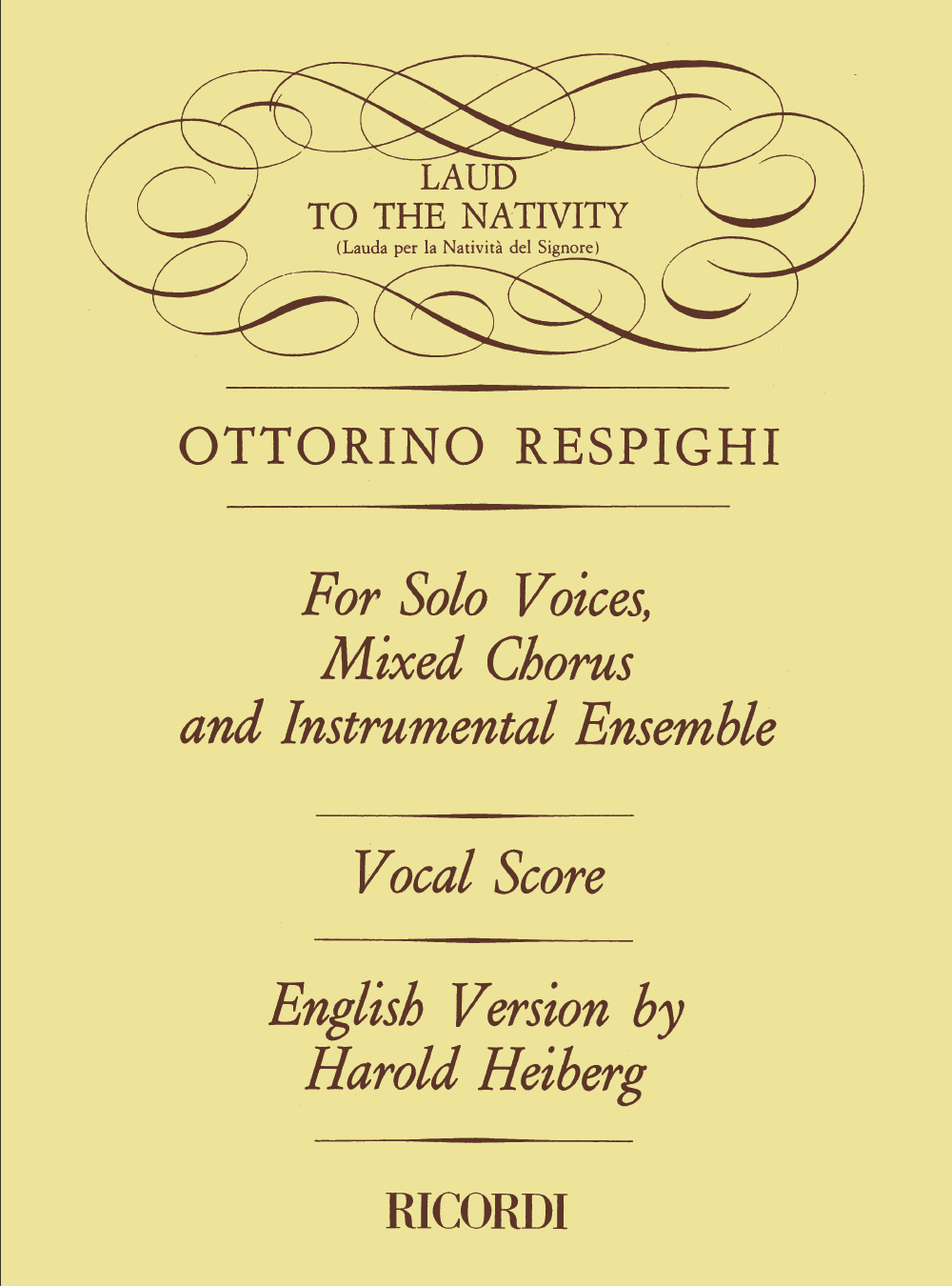 Ottorino Respighi: Laud To The Nativity: Voice
