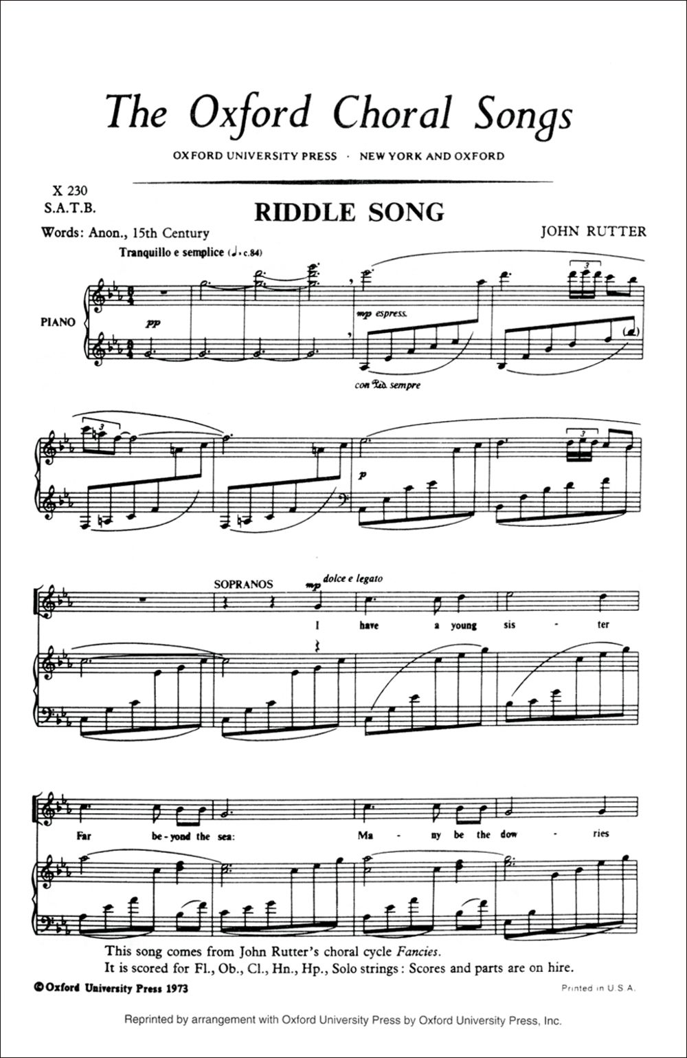 John Rutter: Riddle Song: SATB: Vocal Score
