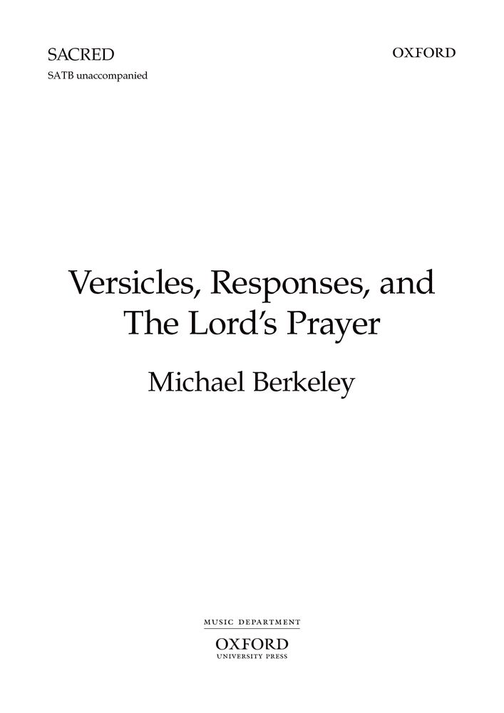 Michael Berkeley: Versicles  Responses  and The Lord's Prayer: Mixed Choir: