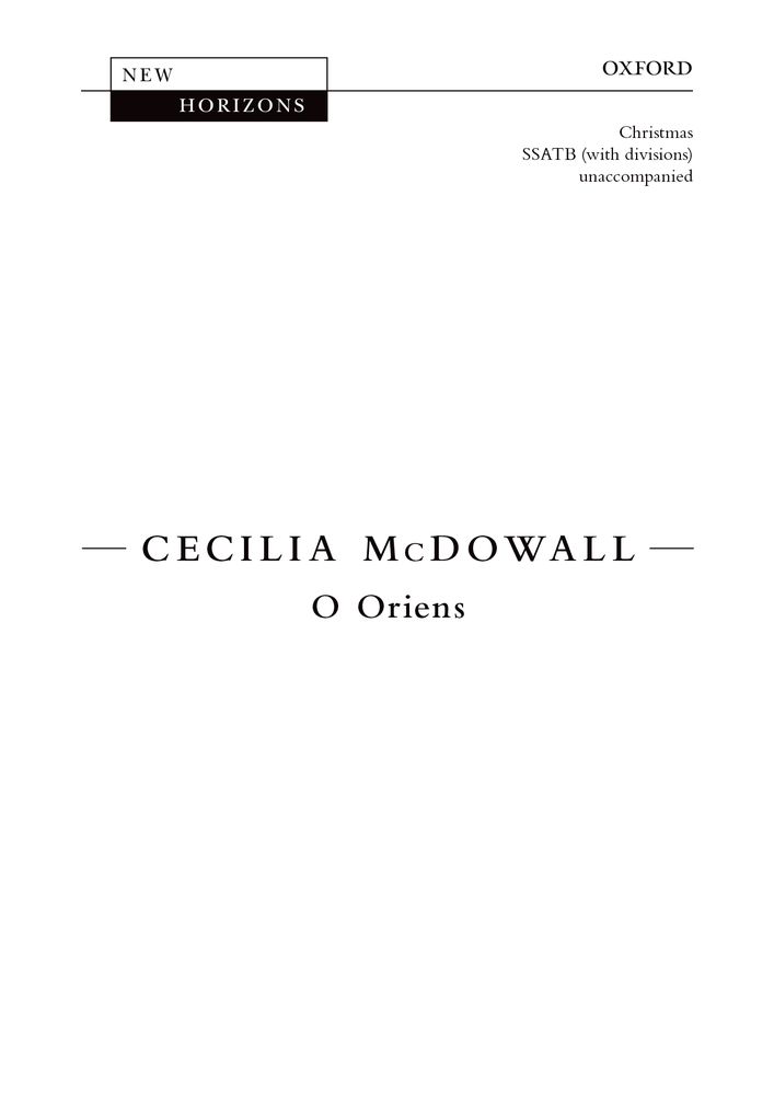 Cecilia McDowall: O Oriens: Mixed Choir: Vocal Score