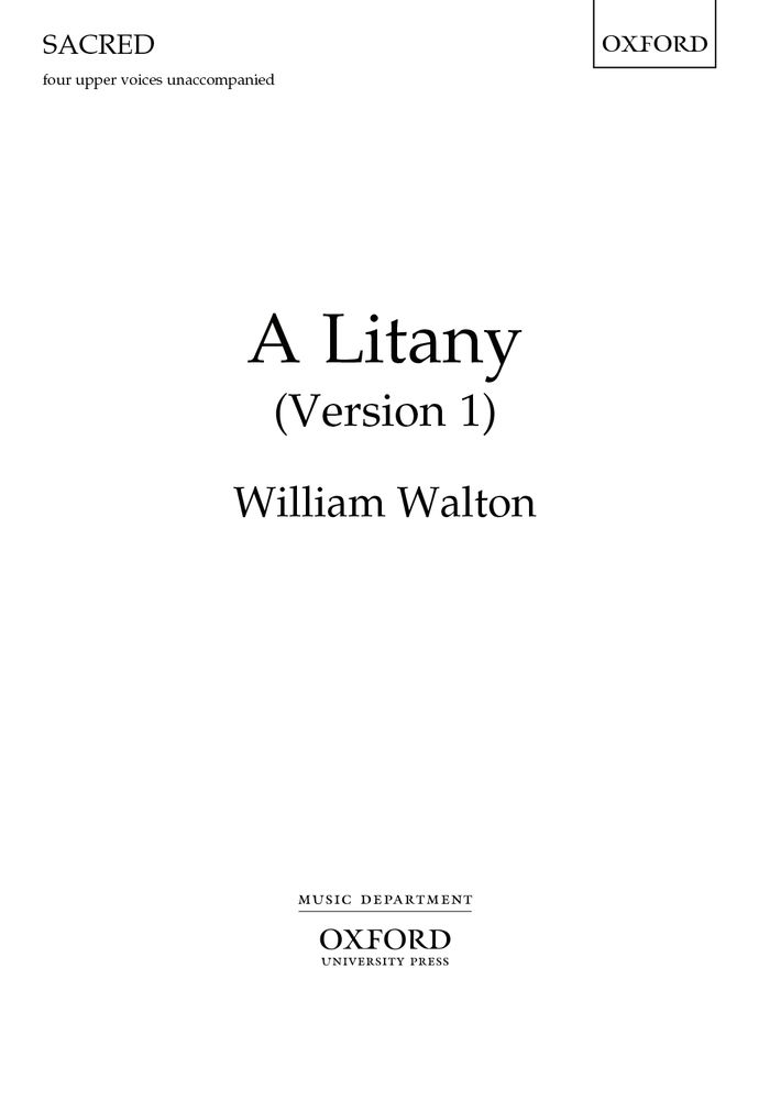 William Walton: A Litany: Mixed Choir: Vocal Score