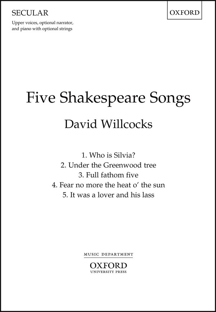 David Willcocks: Five Shakespeare Songs: Unison Voices: Vocal Score