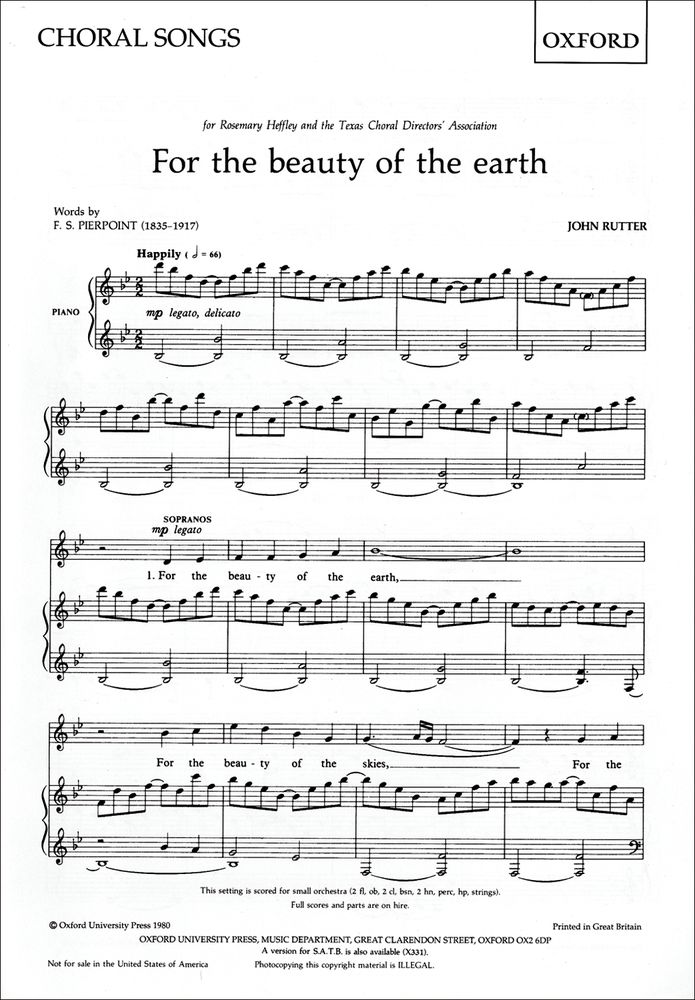 John Rutter: For The Beauty Of The Earth: 2-Part Choir: Vocal Score
