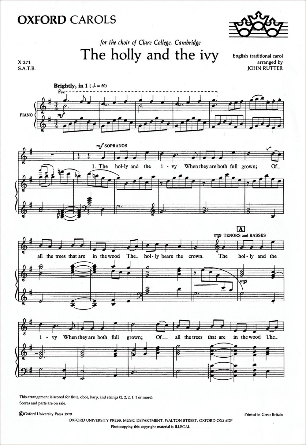 John Rutter: The holly and the ivy: SATB: Vocal Work
