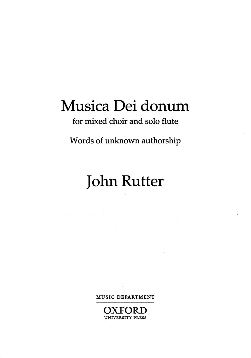 John Rutter: Musica Dei Donum: SATB: Vocal Score