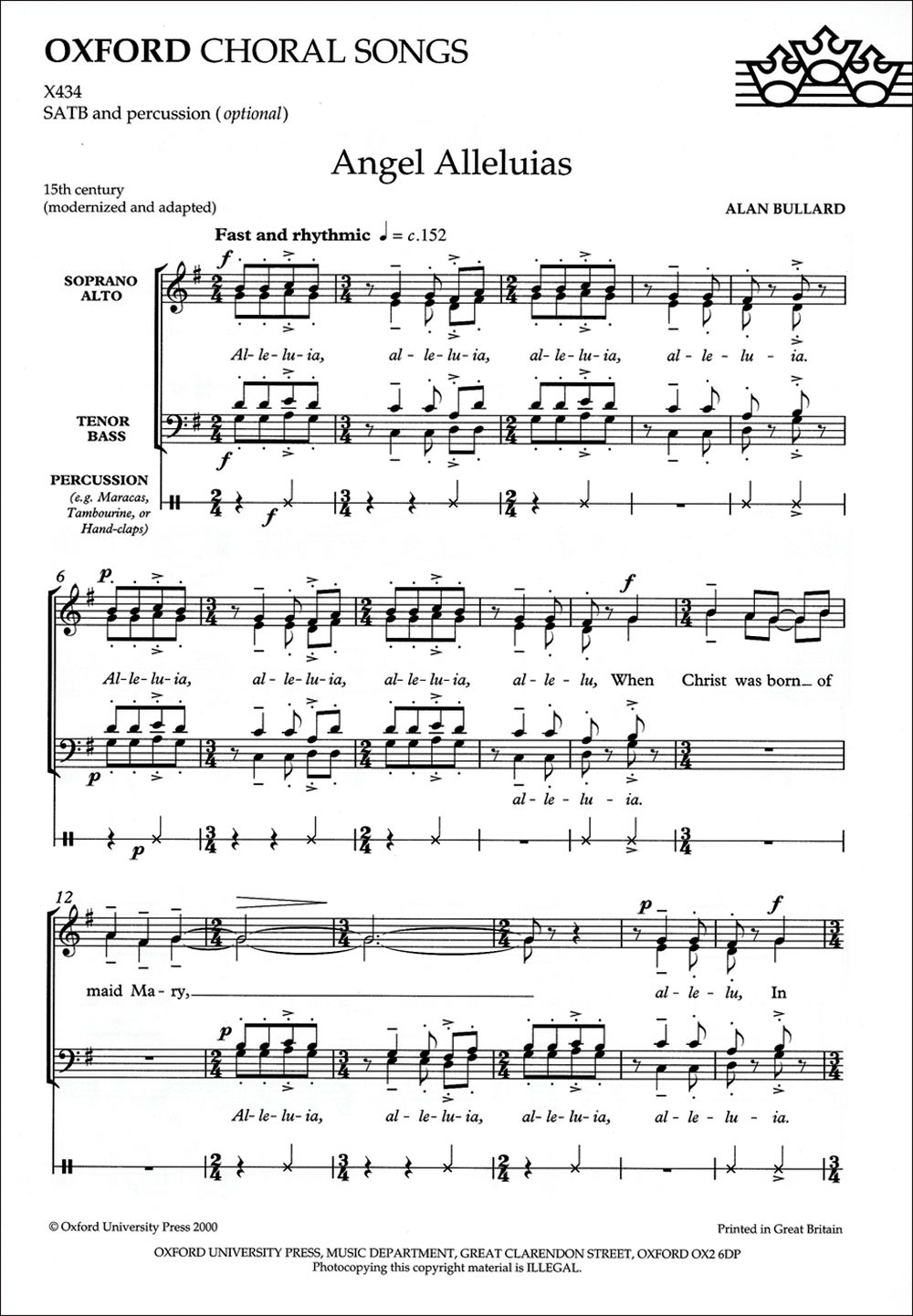 Alan Bullard: Angel Alleluias: Mixed Choir: Vocal Score