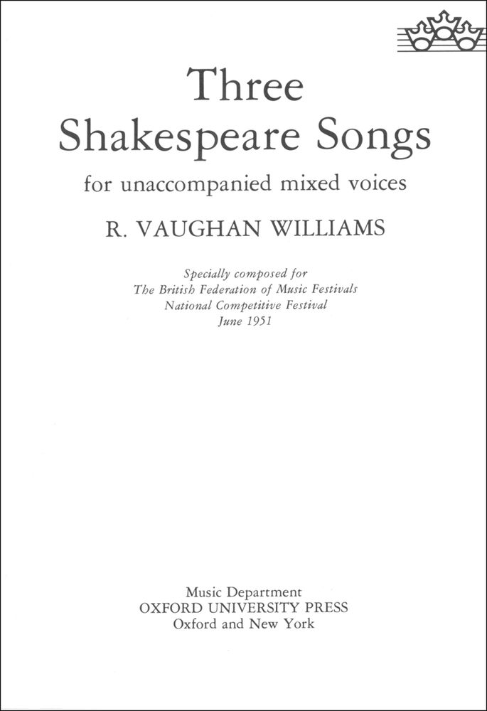 Ralph Vaughan Williams: Three Shakespeare Songs: SATB: Vocal Score