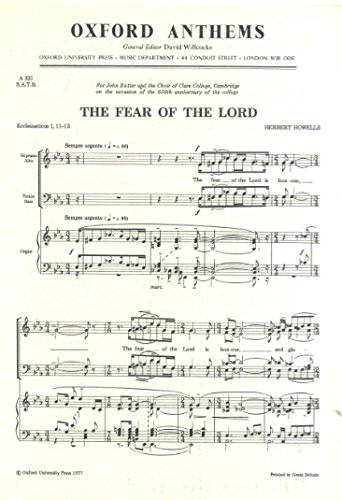 Herbert Howells: The fear of the Lord: Mixed Choir: Vocal Score