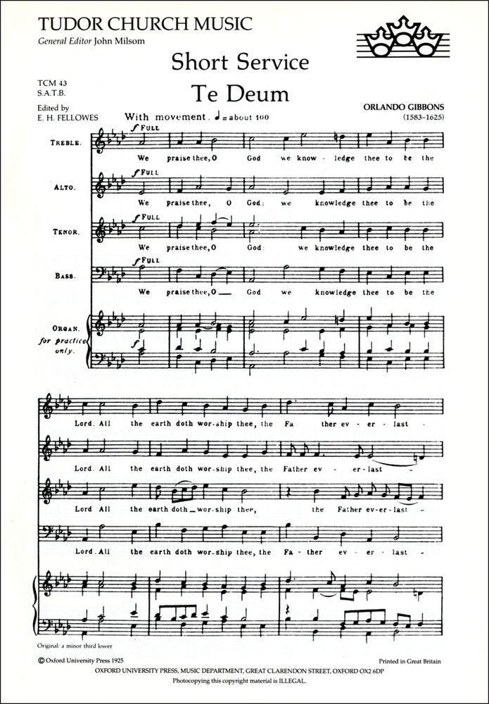 Orlando Gibbons: Short Service: Mixed Choir: Vocal Score
