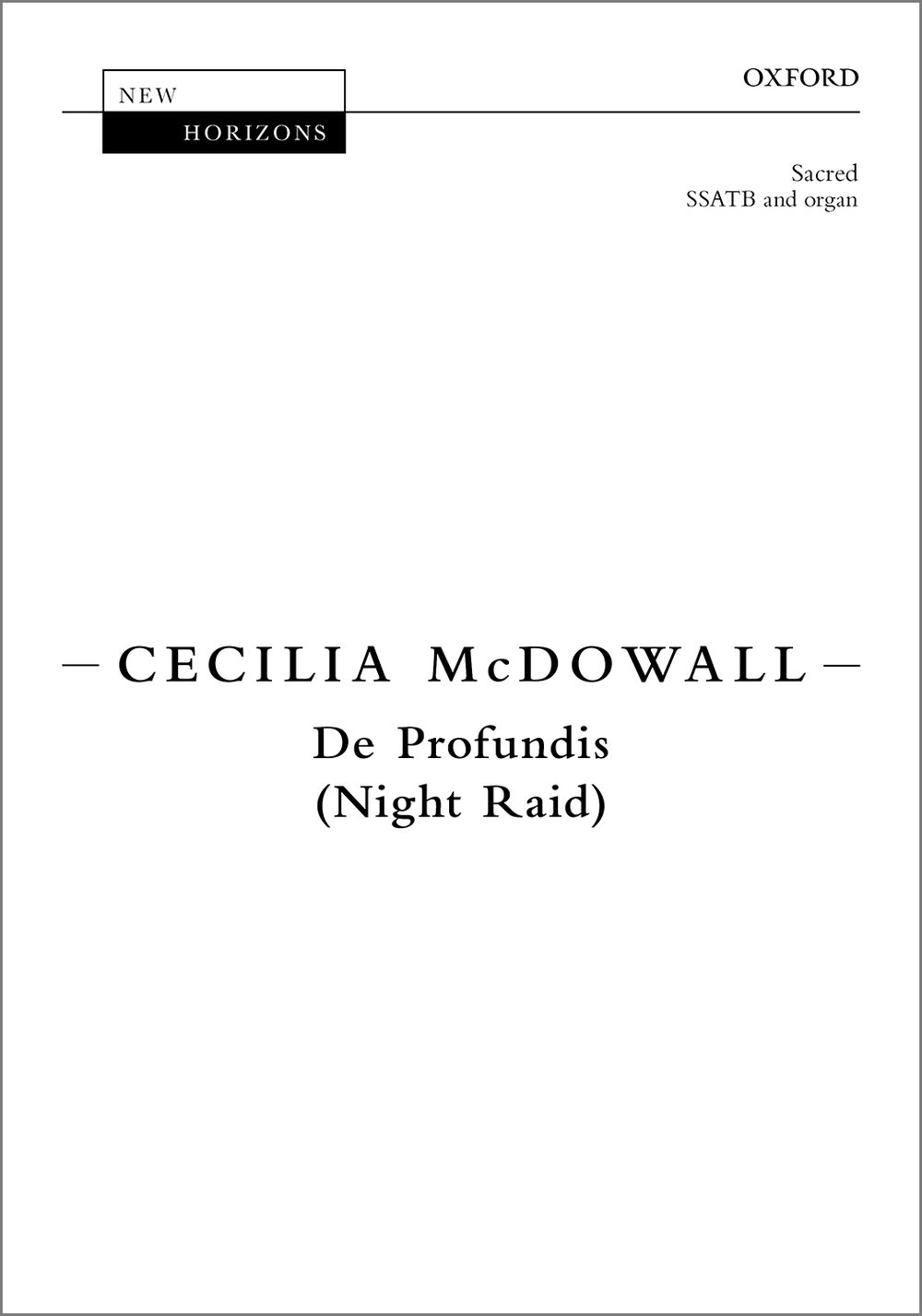 Cecilia McDowall: De Profundis: Vocal Score