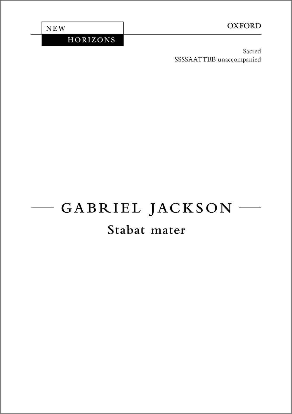 Gabriel Jackson: Stabat Mater: Vocal Score
